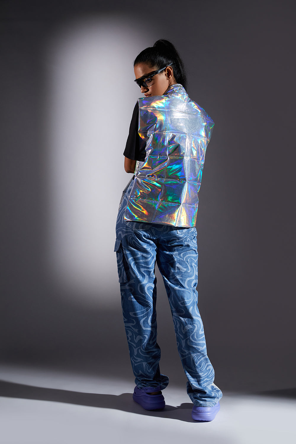 HOLOGRAPHIC PUFFER GILET - Auraya Fashion -  - #tag1# - #tag2# - #tag3# - #tag3#