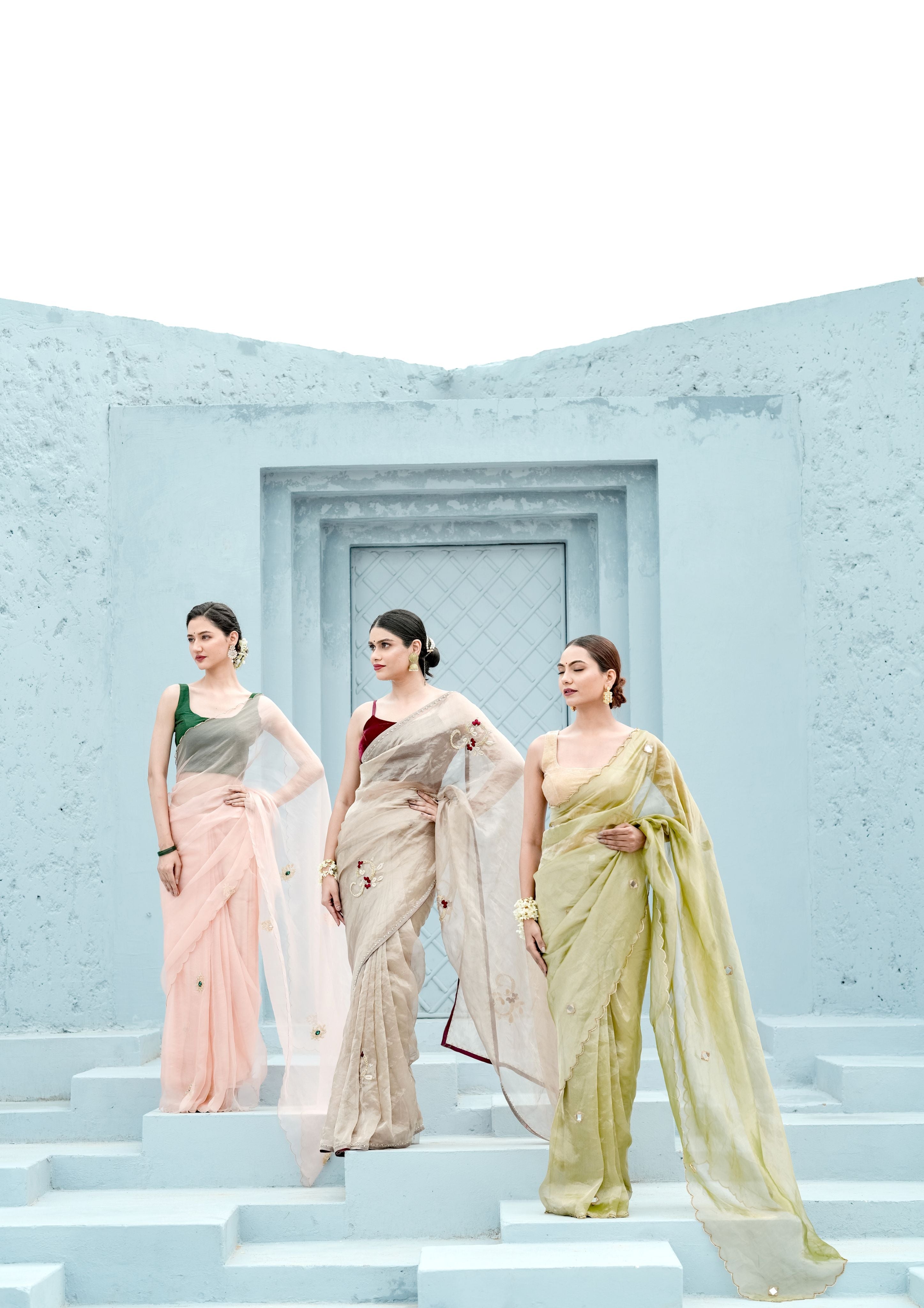 Pure Tissue saree velvet blouse