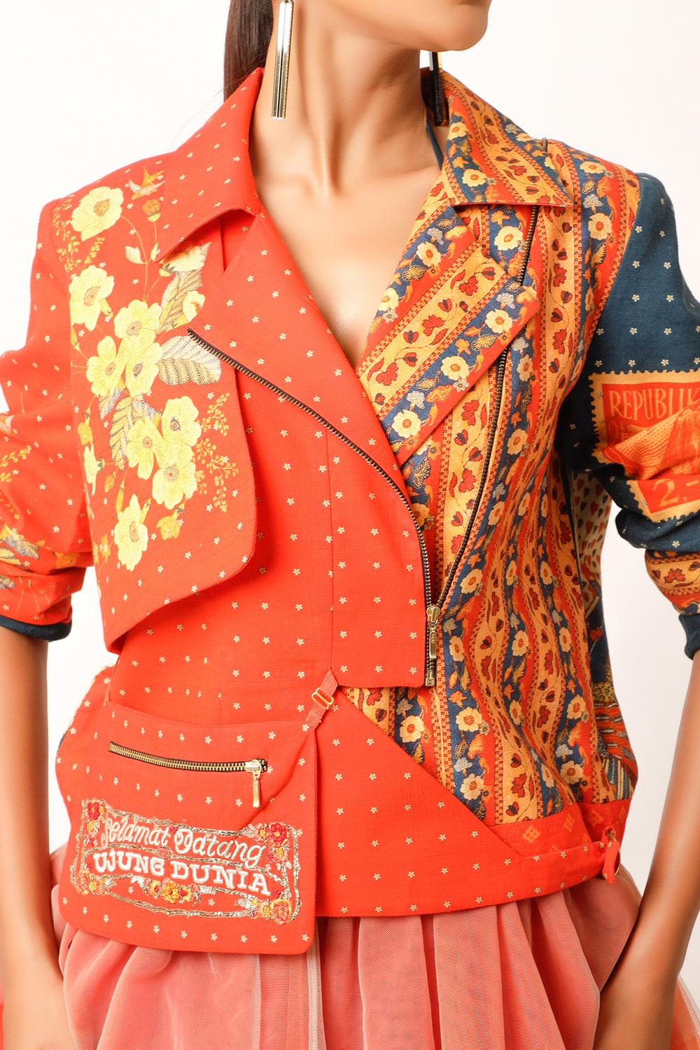 Printed Biker Jacket - Auraya Fashion 