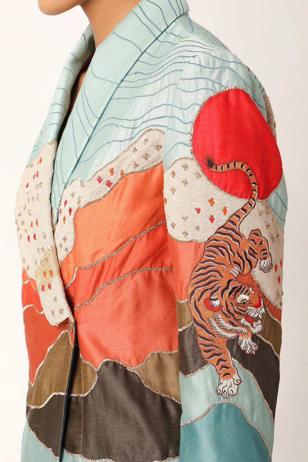 Landscape Textured Jacket With Velvet Joggers - Auraya Fashion 