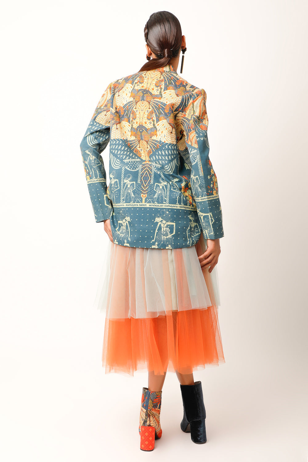 Ramayana Printed Jacket With Skirt - Auraya Fashion 