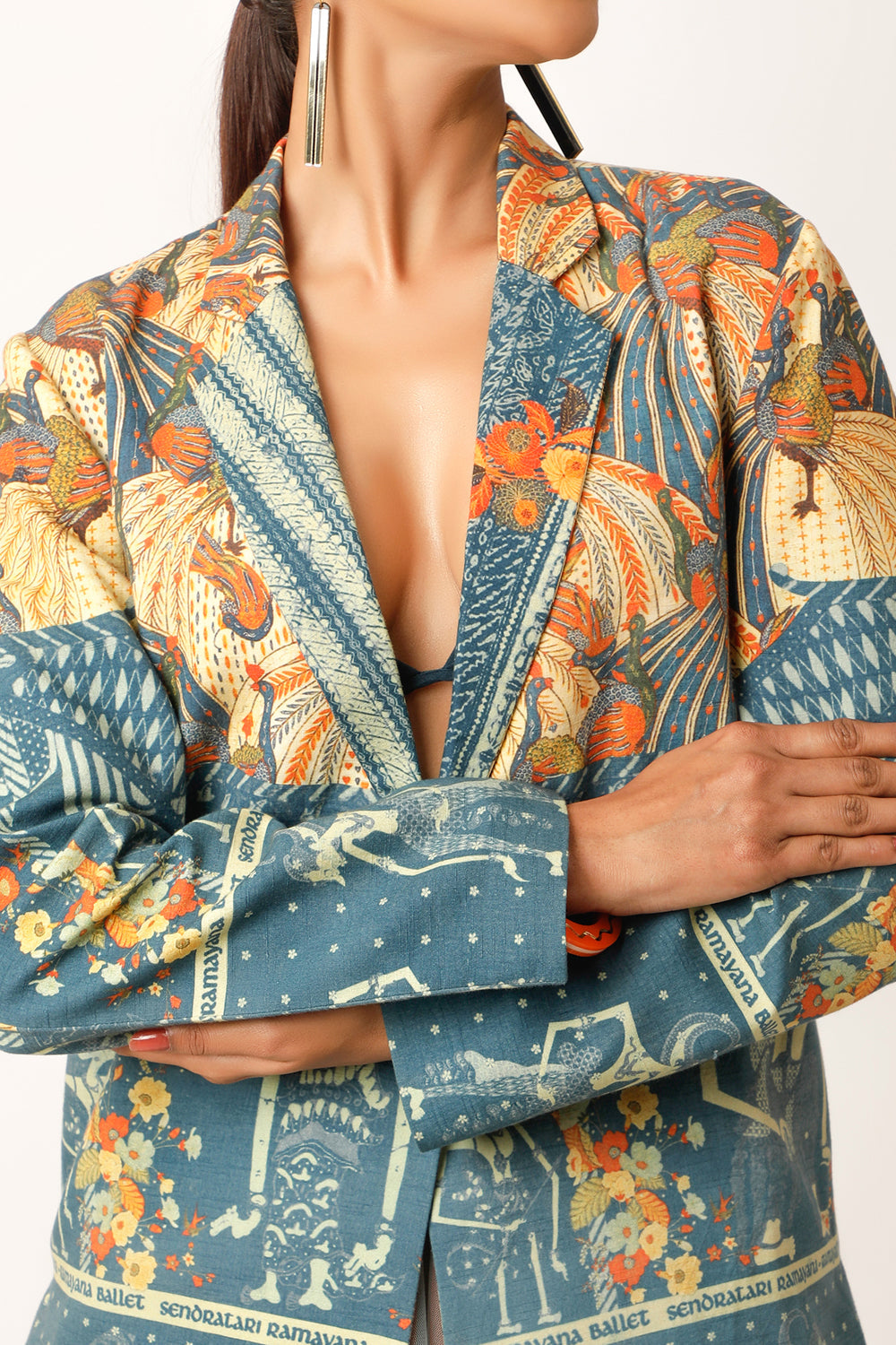 Ramayana Printed Jacket With Skirt - Auraya Fashion 