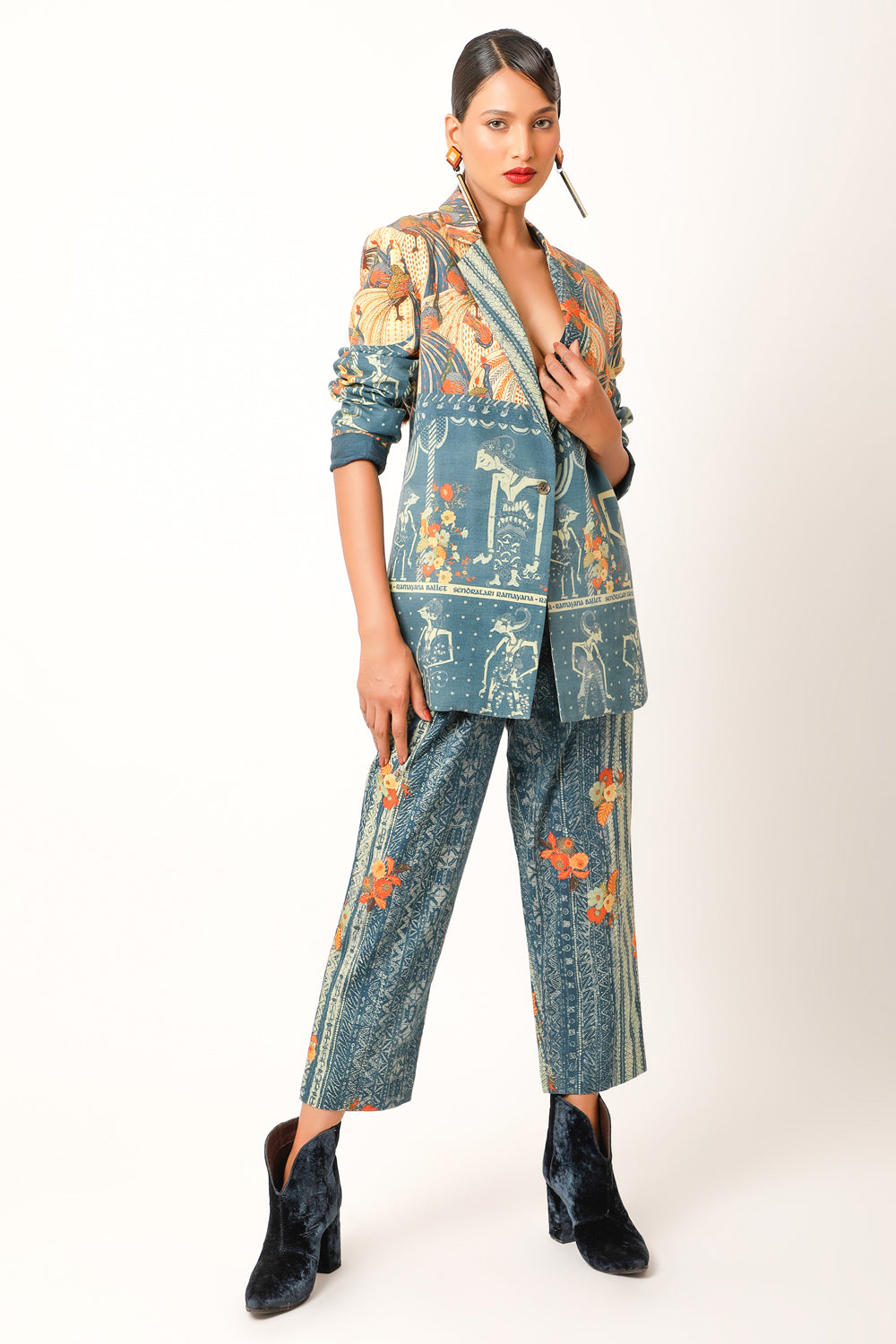 Ramayana Printed Pant Suit - Auraya Fashion - Jajaabor - 