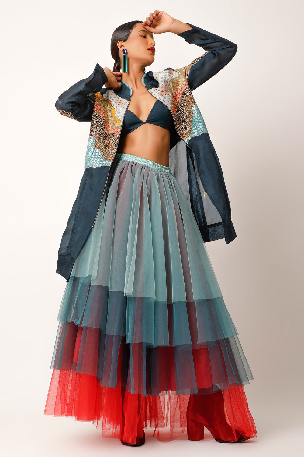 Landscape Textured Organza Jacket - Auraya Fashion 