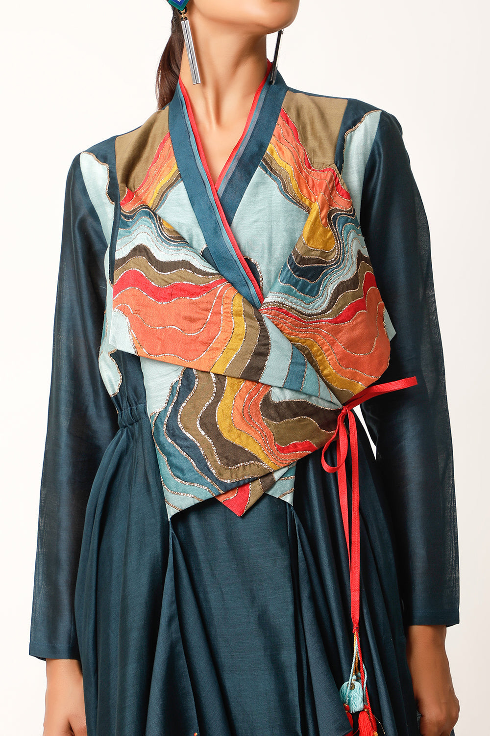 Landscape Embroidered Overlap Angrakha With Pants - Auraya Fashion 