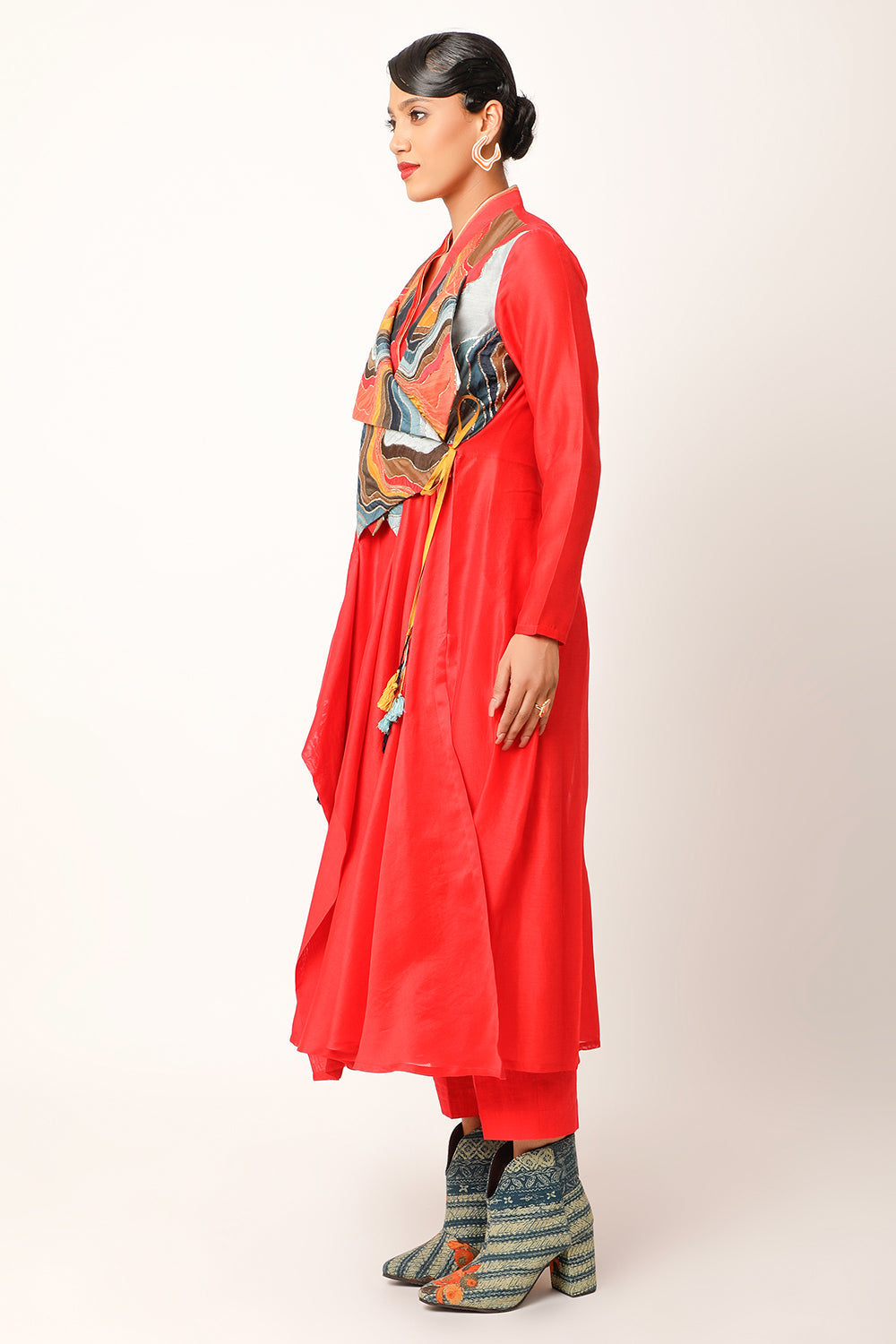 Landscape Embroidered Overlap Angrakha With Pants - Auraya Fashion 