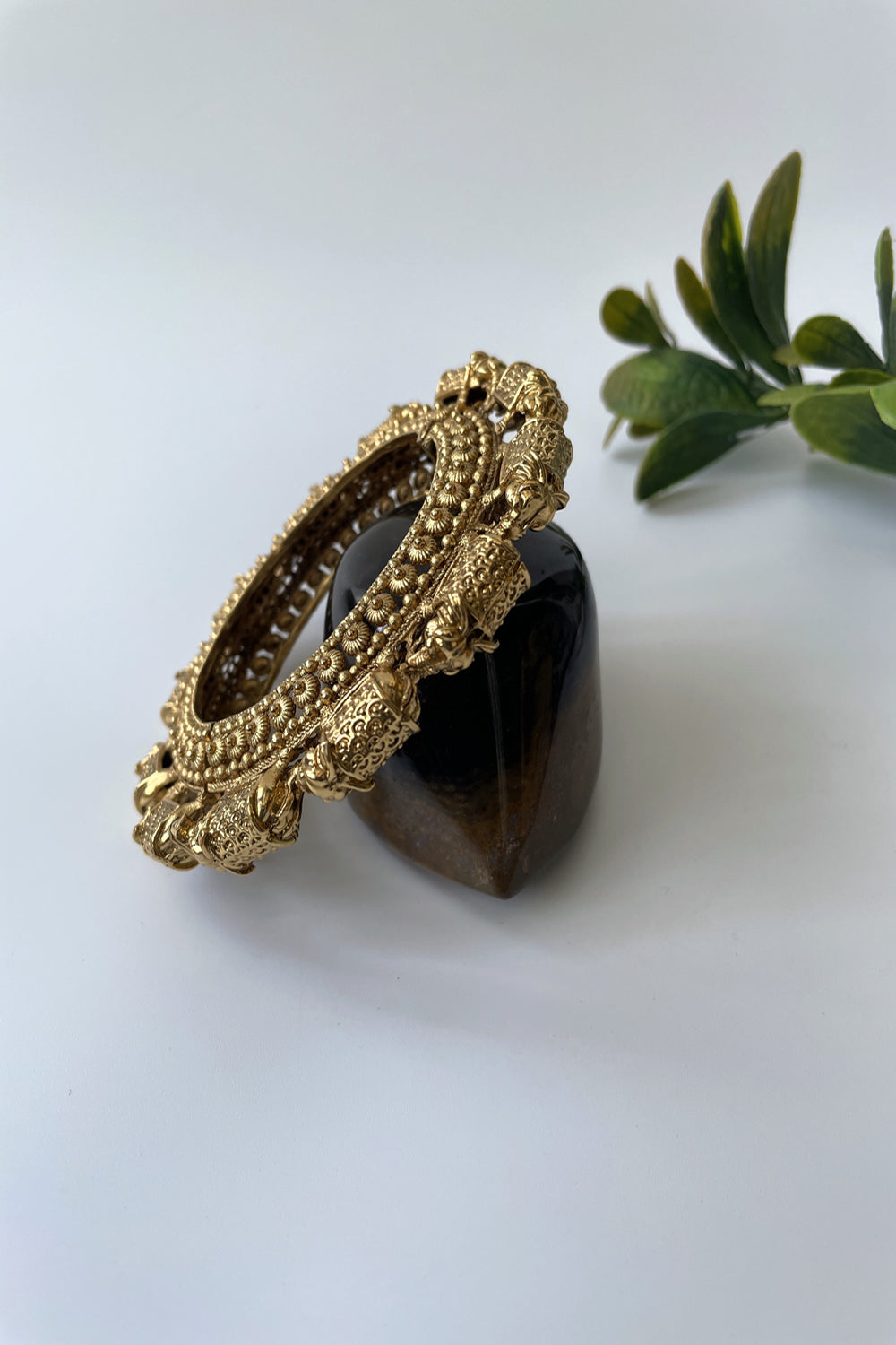 Gold Finish Filigree Temple Bangle - Auraya Fashion - Studio6 Jewels - #tag1# - #tag2# - #tag3# - #tag3#