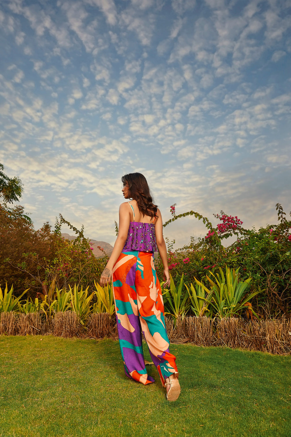 Silk printed jumpsuit.