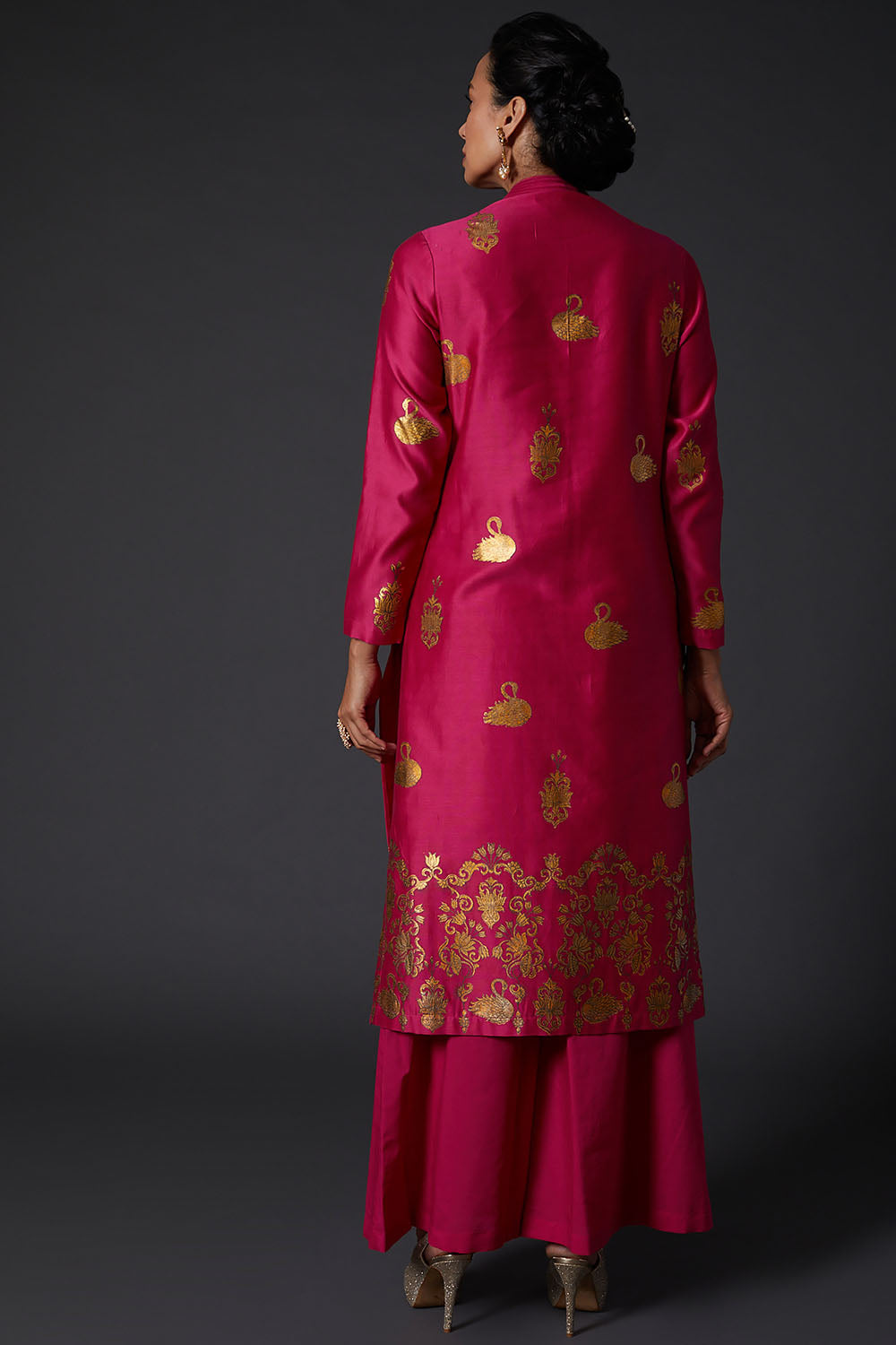 Fuchsia Block Printed Kurta Set - Auraya Fashion -  - #tag1# - #tag2# - #tag3# - #tag3#