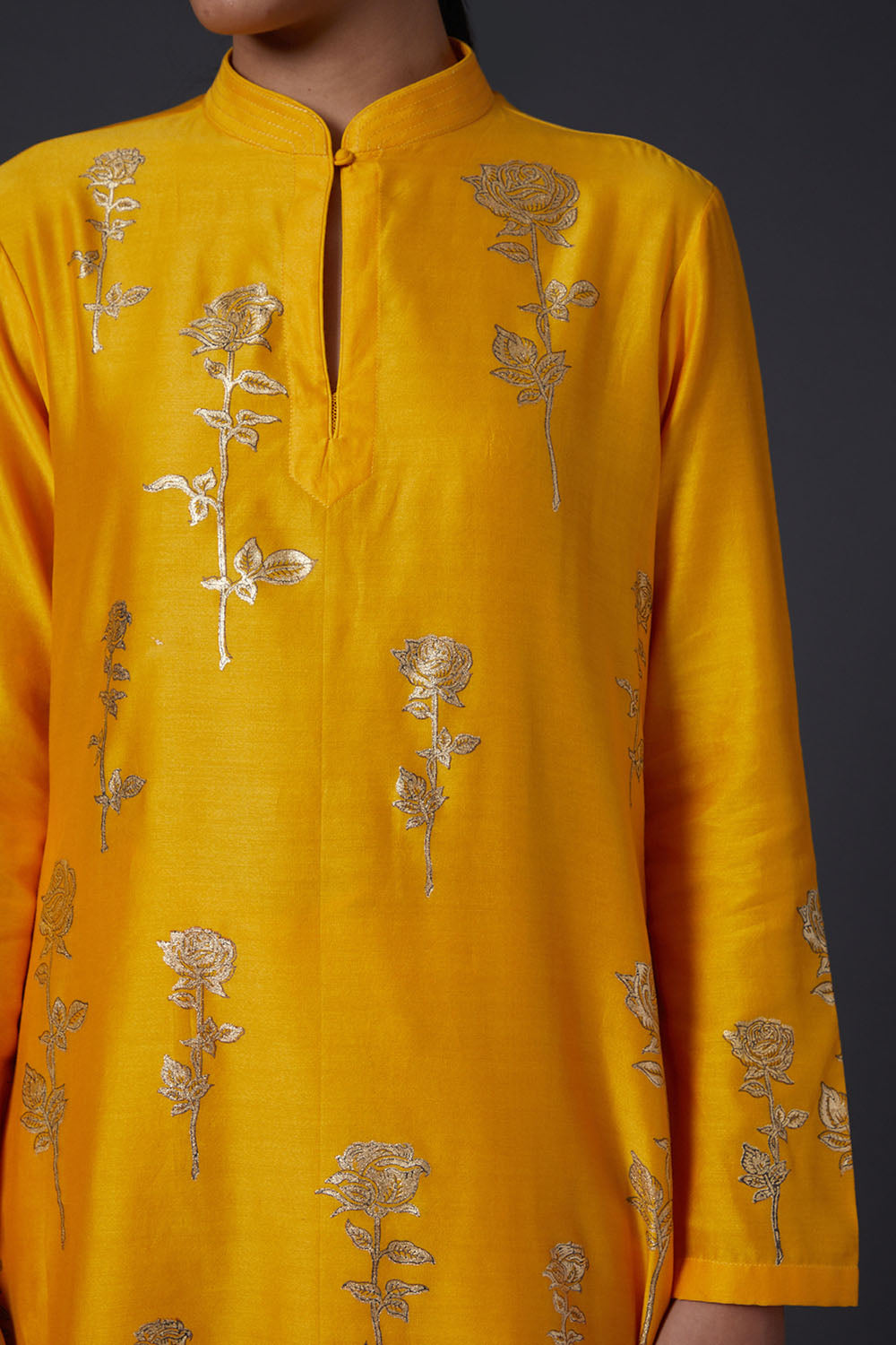 Yellow & Gold Block Printed Kurta Set