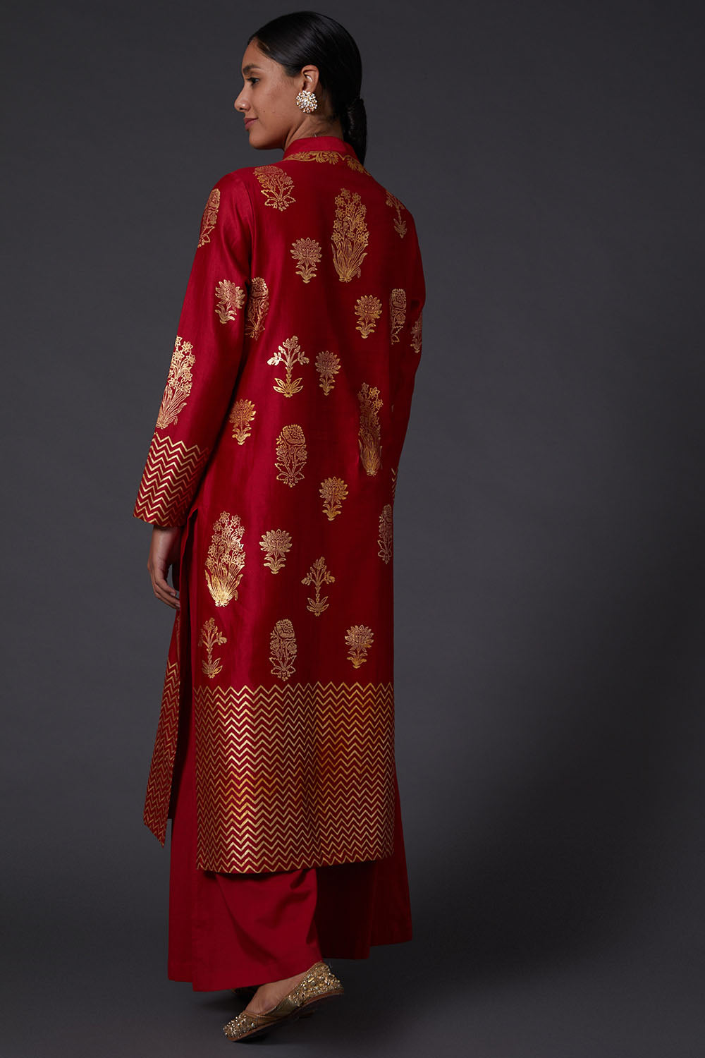 Red Block Printed Kurta Set - Auraya Fashion -  - #tag1# - #tag2# - #tag3# - #tag3#