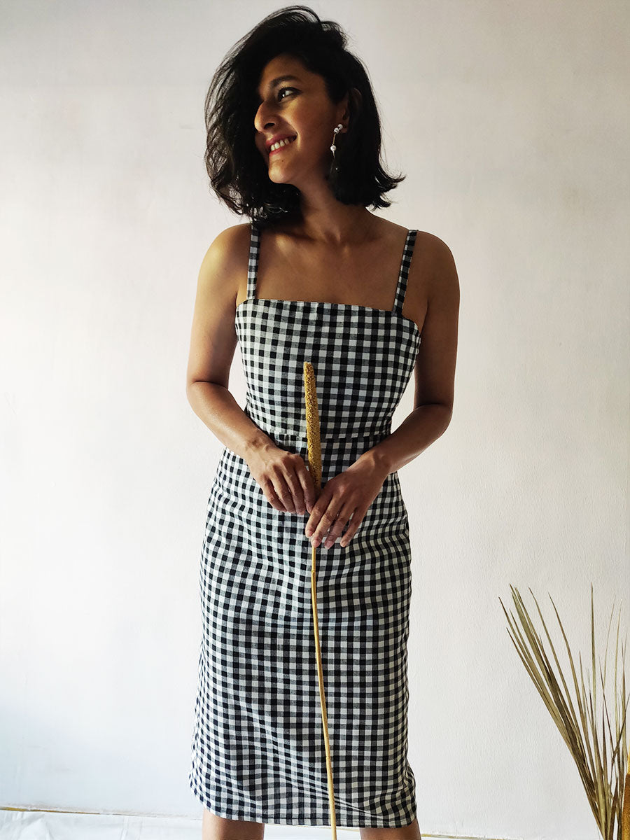 Image of Checkered Strappy Dress