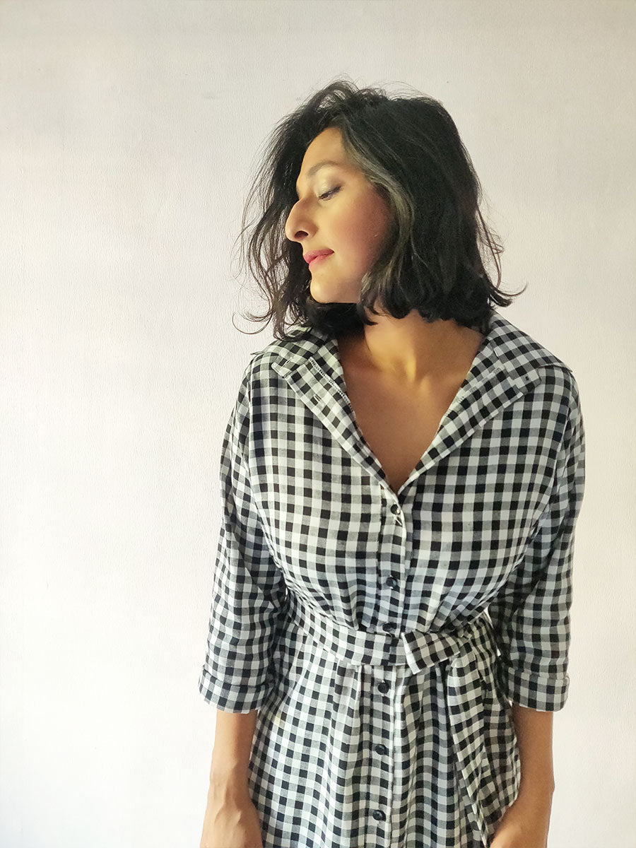 Image of Checkered Shirt Dress