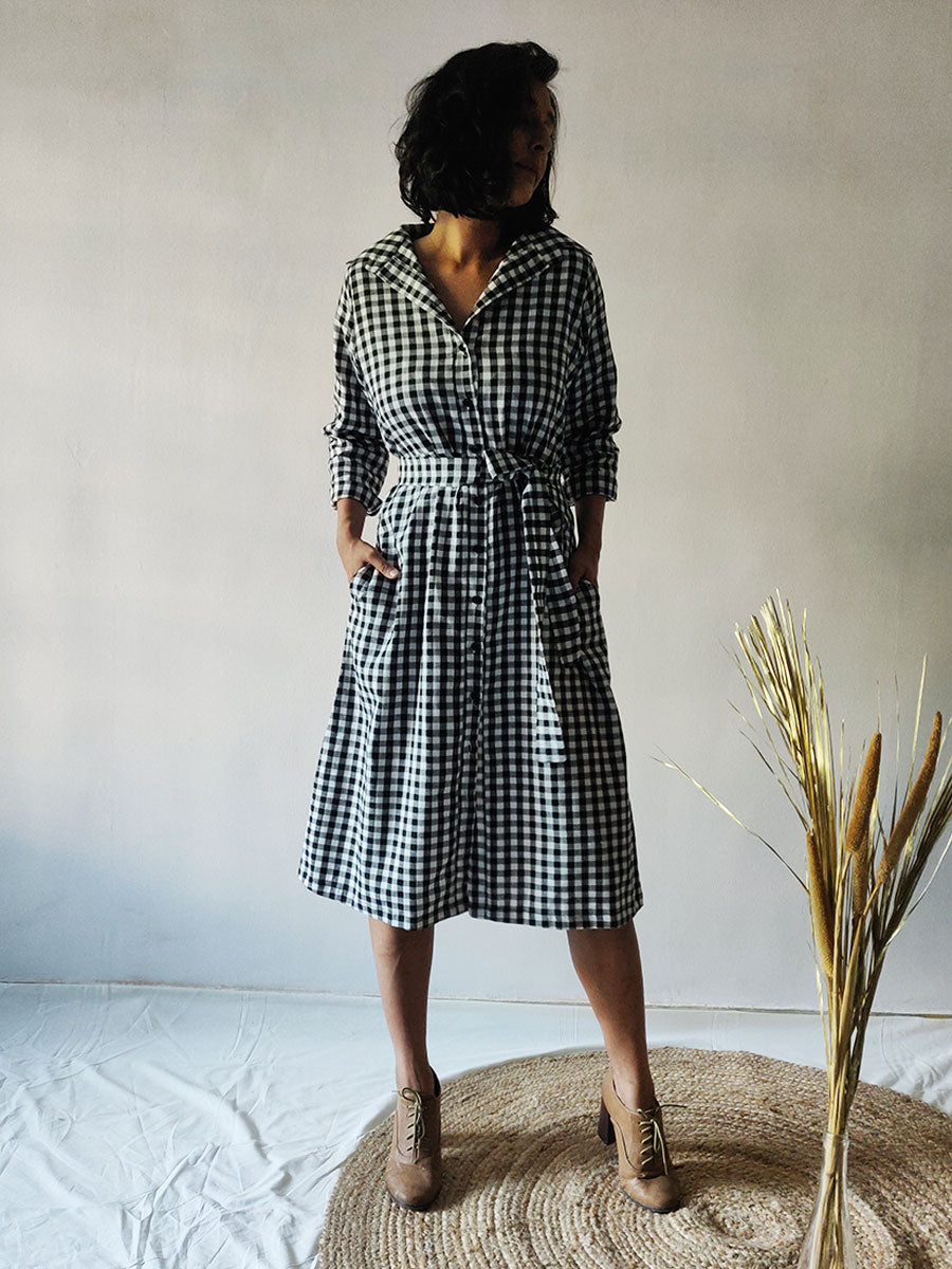 Image of Checkered Shirt Dress