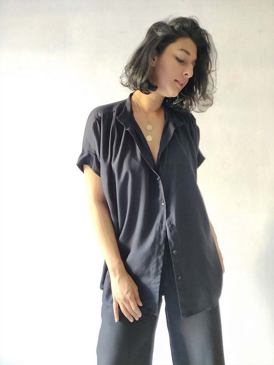 Image of Black Pleated Top