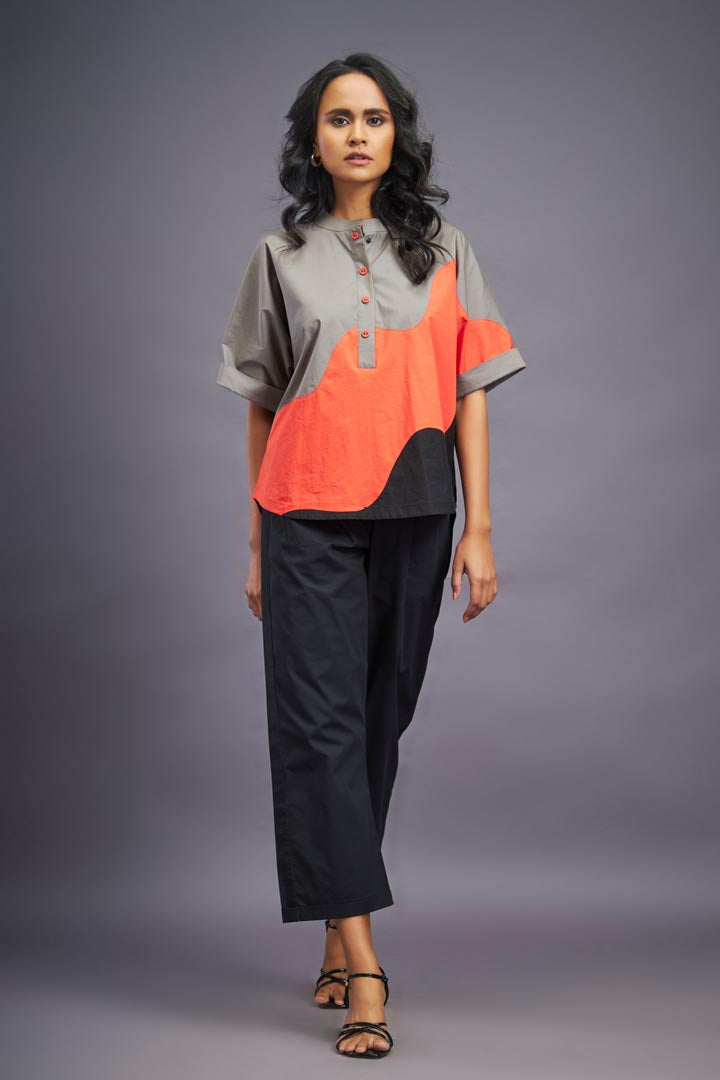 BLACK ORANGE BOX FIT SHIRT & PANTS