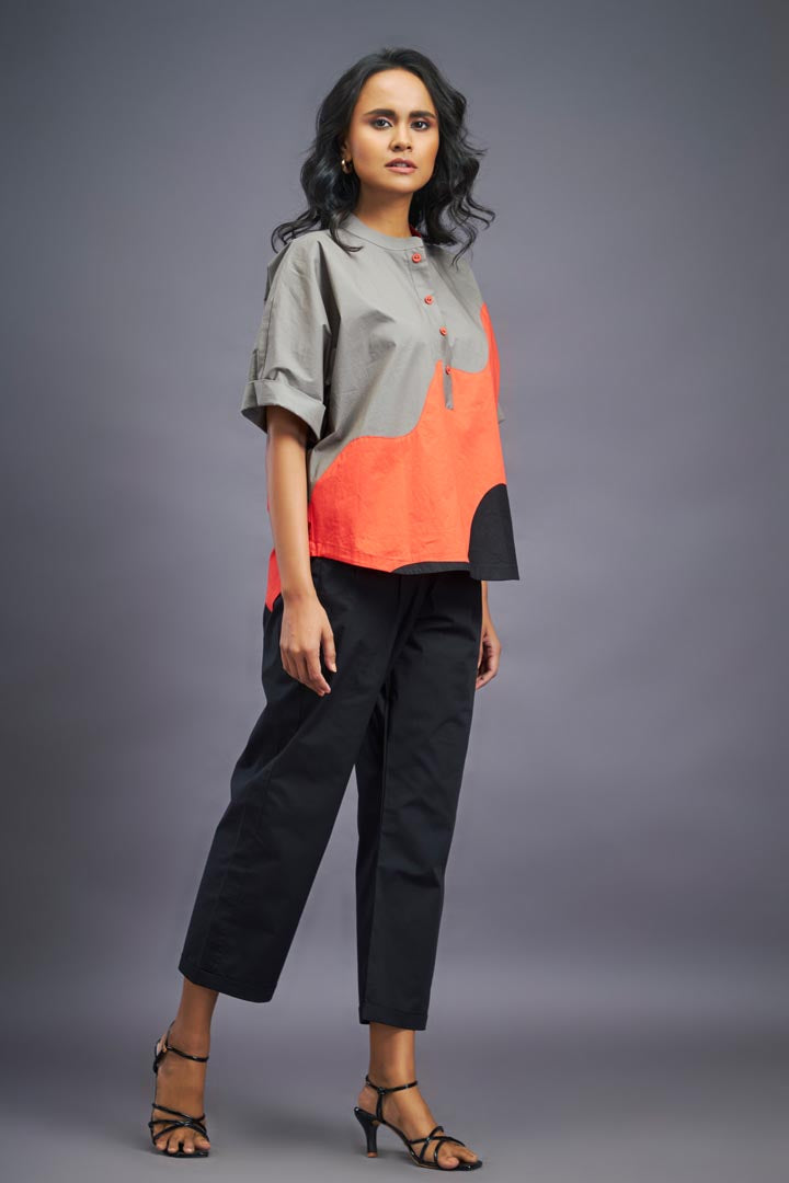 BLACK ORANGE BOX FIT SHIRT & PANTS