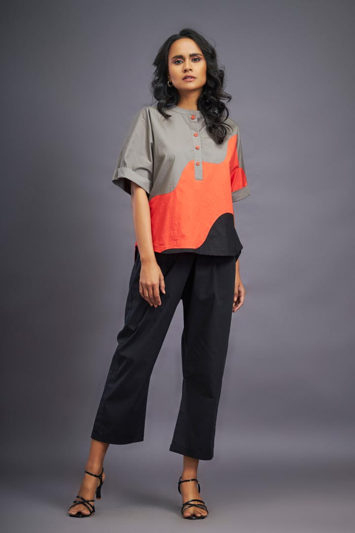 BLACK ORANGE BOX FIT SHIRT & PANTS