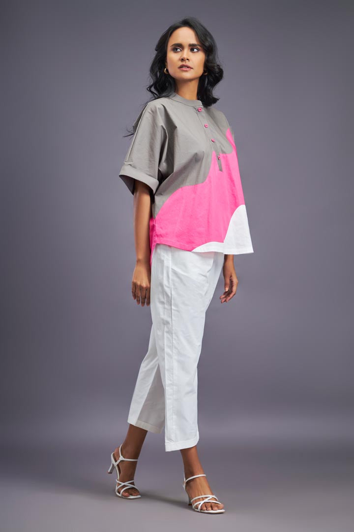 WHITE PINK BOX FIT SHIRT & PANTS