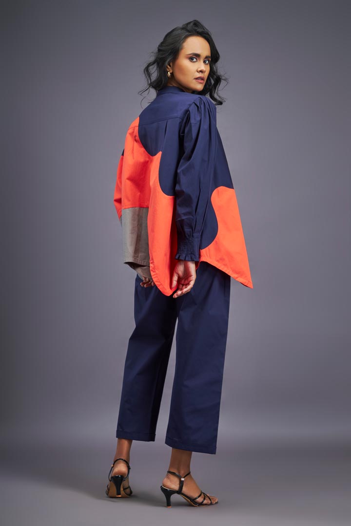 NAVY BLUE ORANGE SHIRT & PANTS