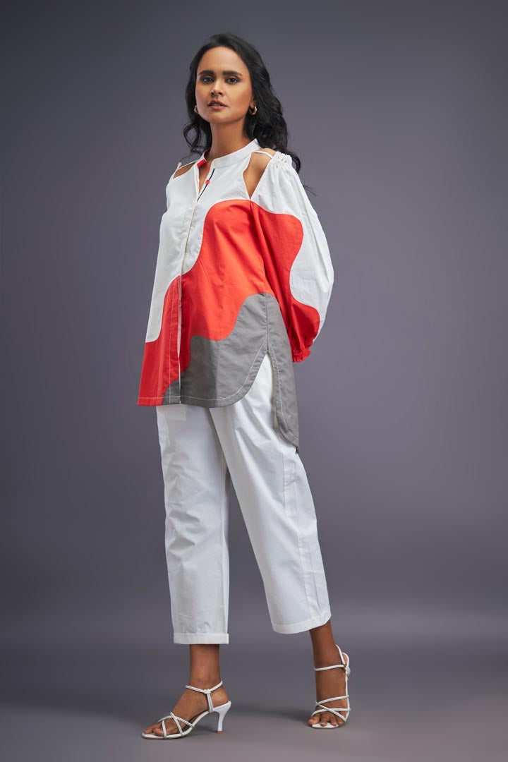 WHITE ORANGE CO-ORD SET