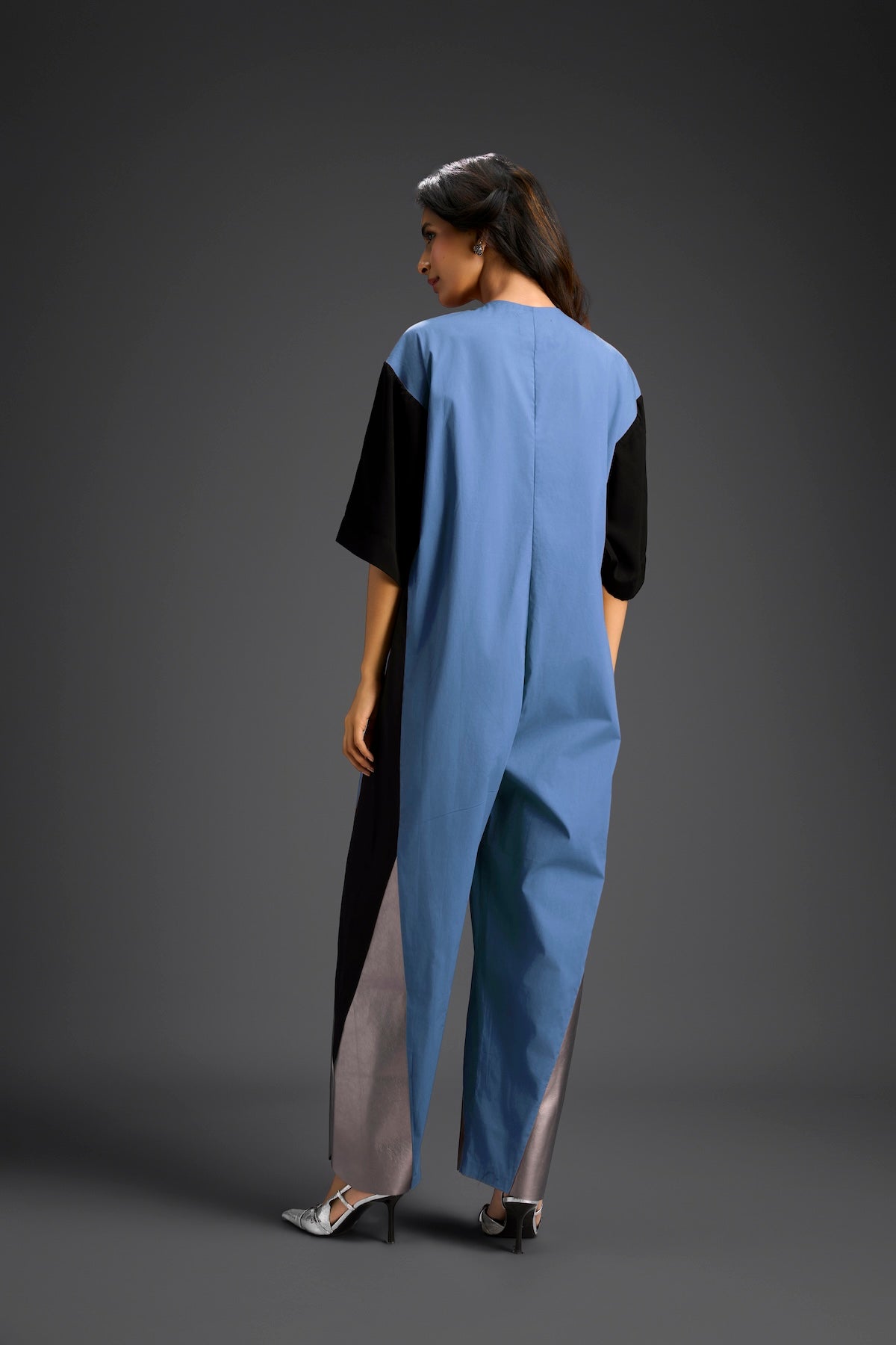 Blue Metallic Colorblock Jumpsuit