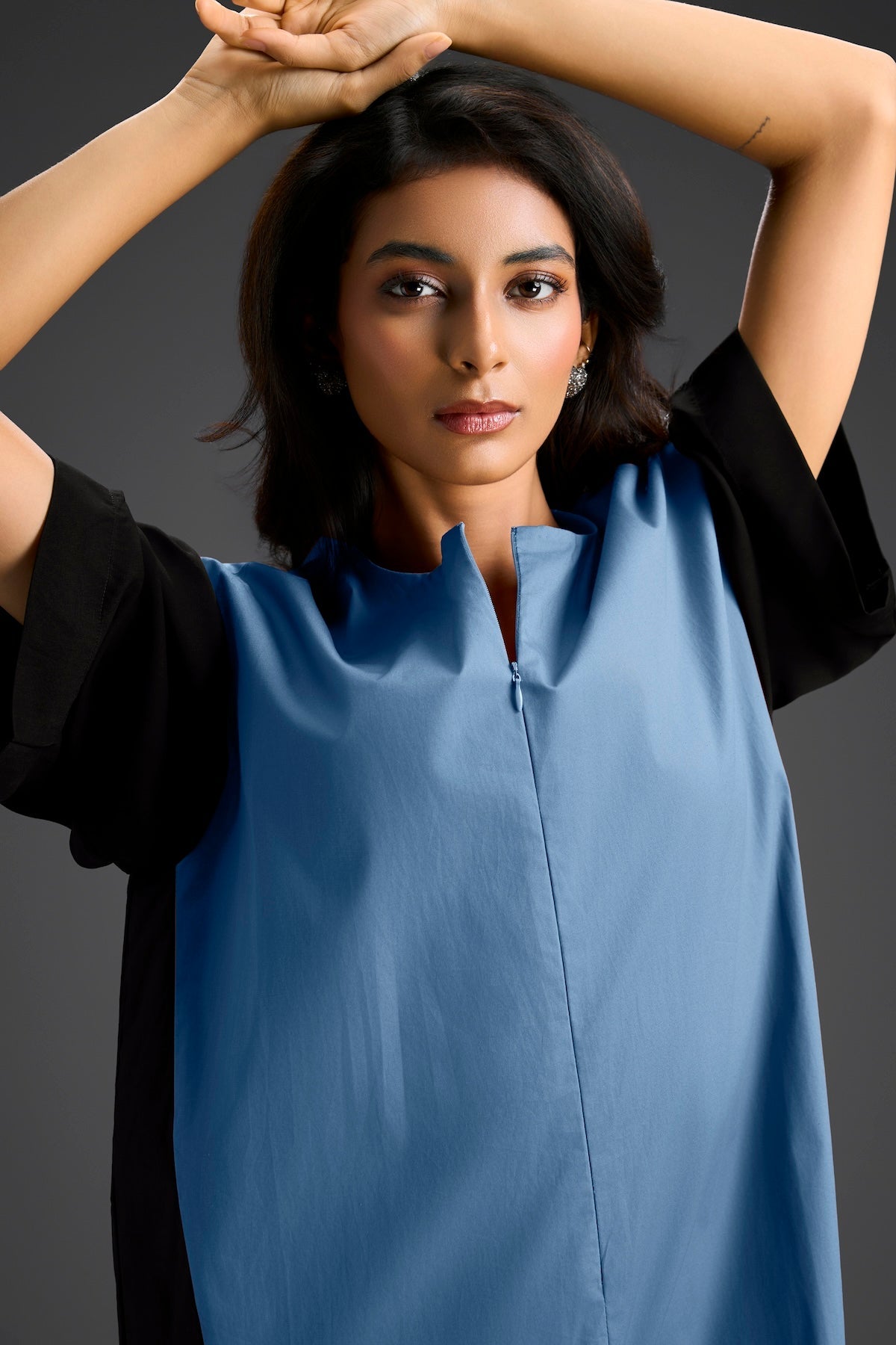 Blue Metallic Colorblock Jumpsuit