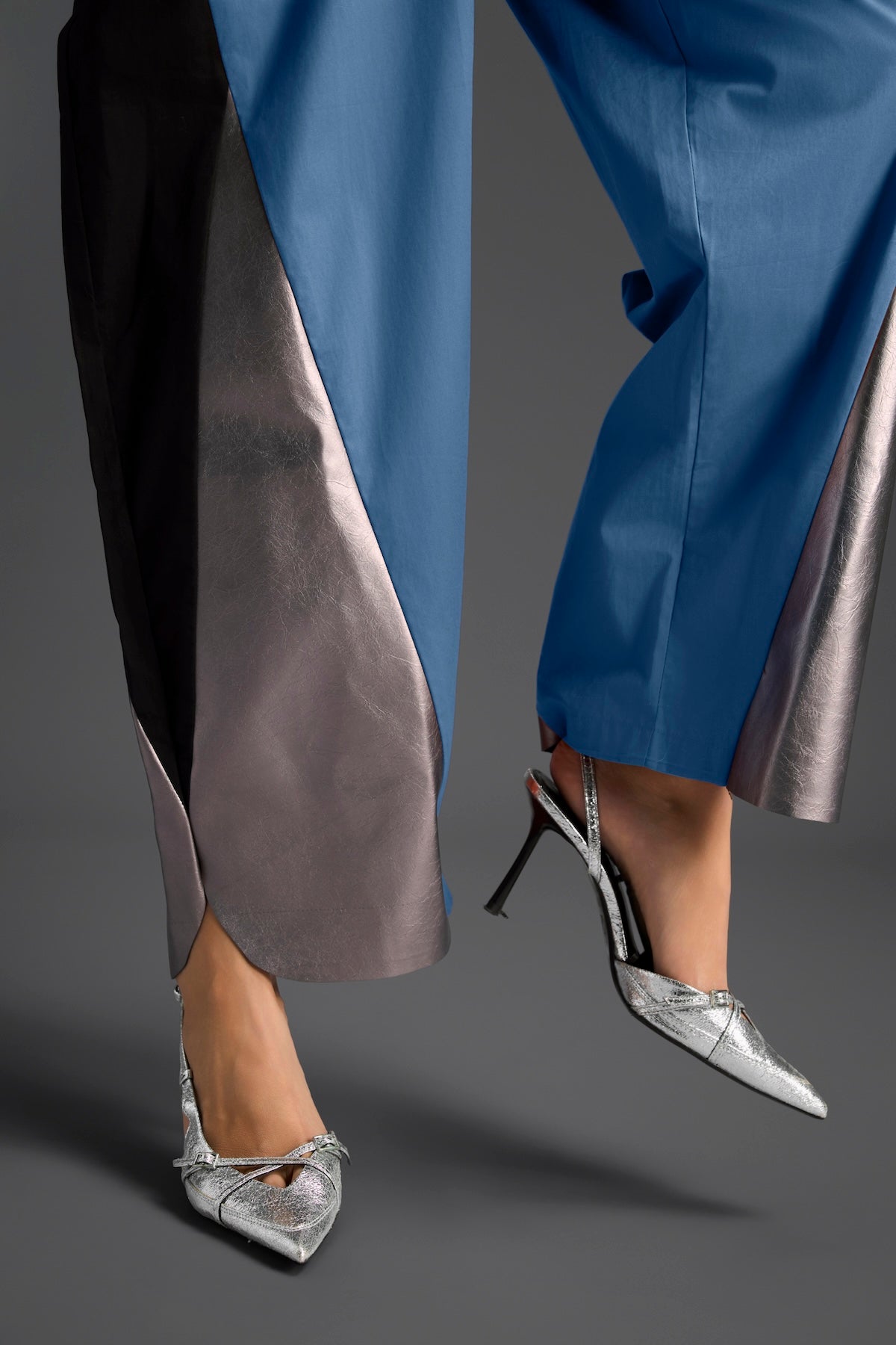 Blue Metallic Colorblock Jumpsuit