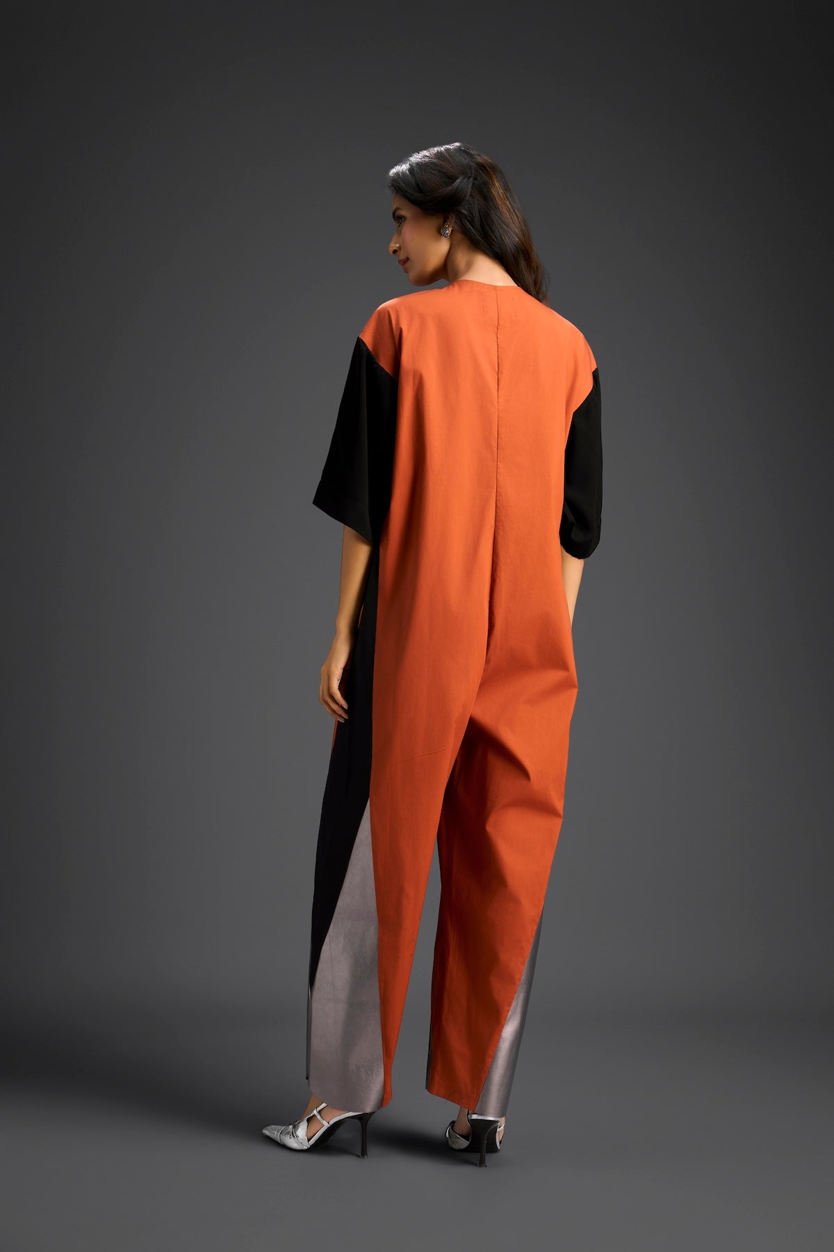Rust & Metallic Colorblock Jumpsuit