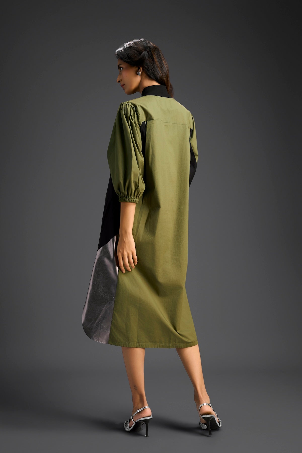 Olive Panel Shirt Dress