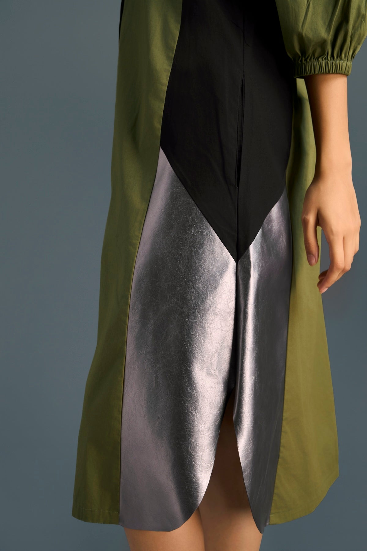 Olive Panel Shirt Dress