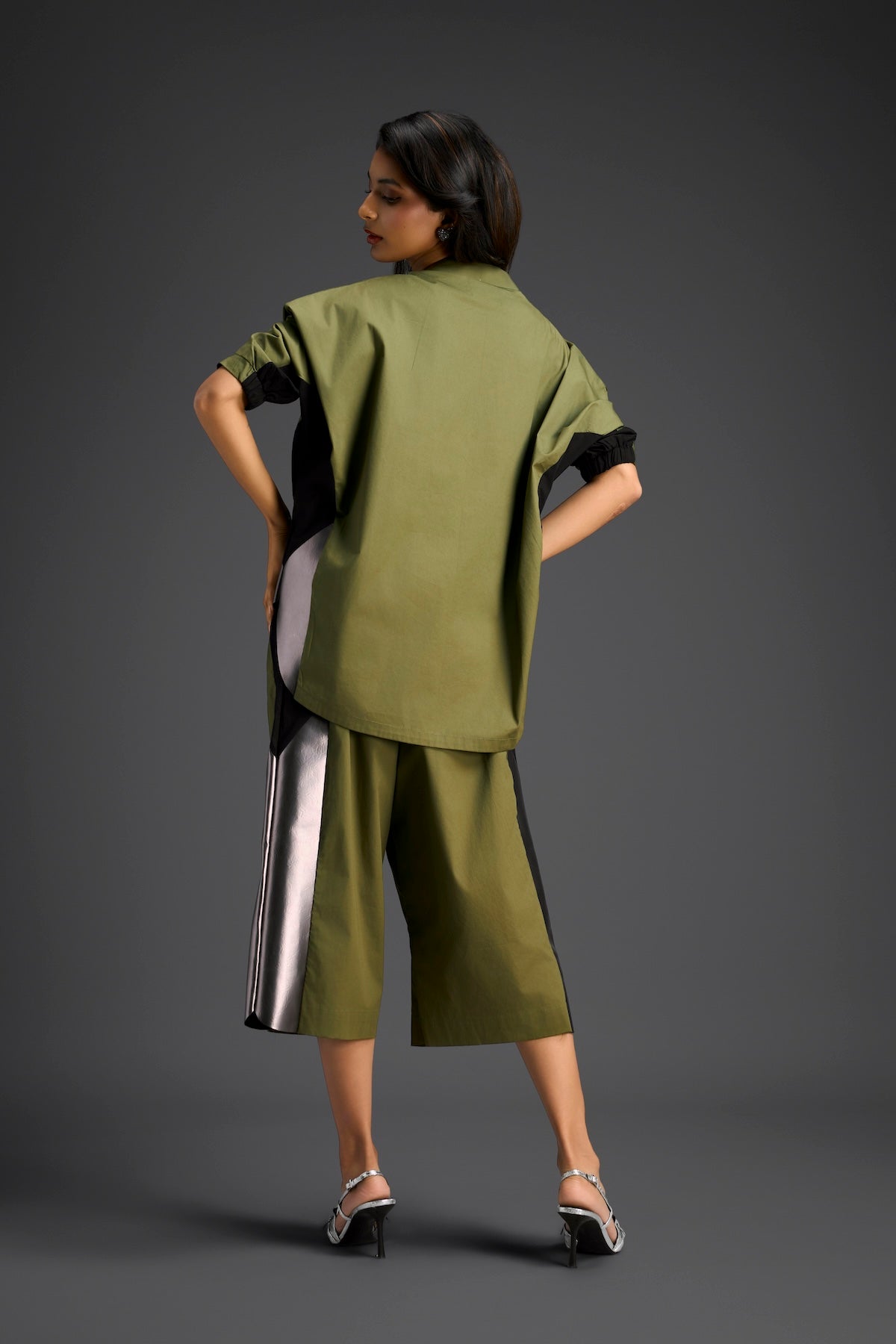 Olive Metallic Panel Co-ord Set
