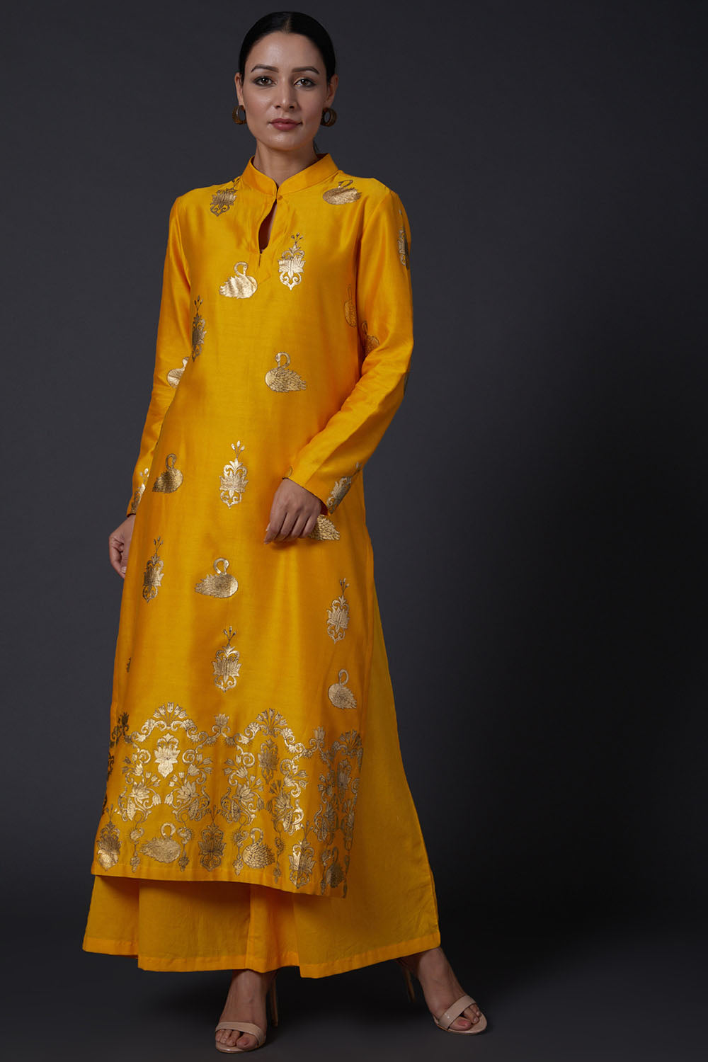 Yellow Printed Kurta With Pants