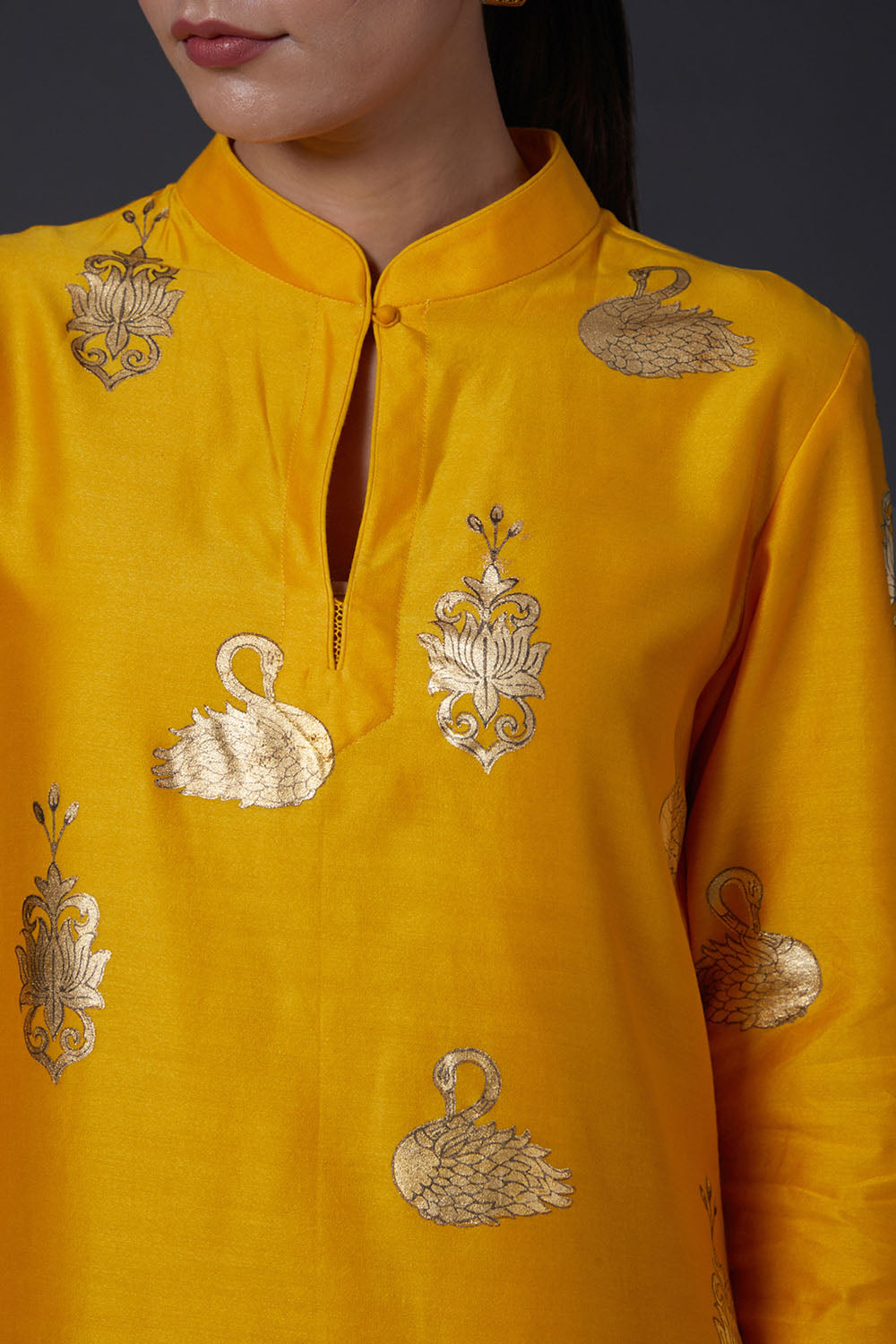 Yellow Printed Kurta With Pants