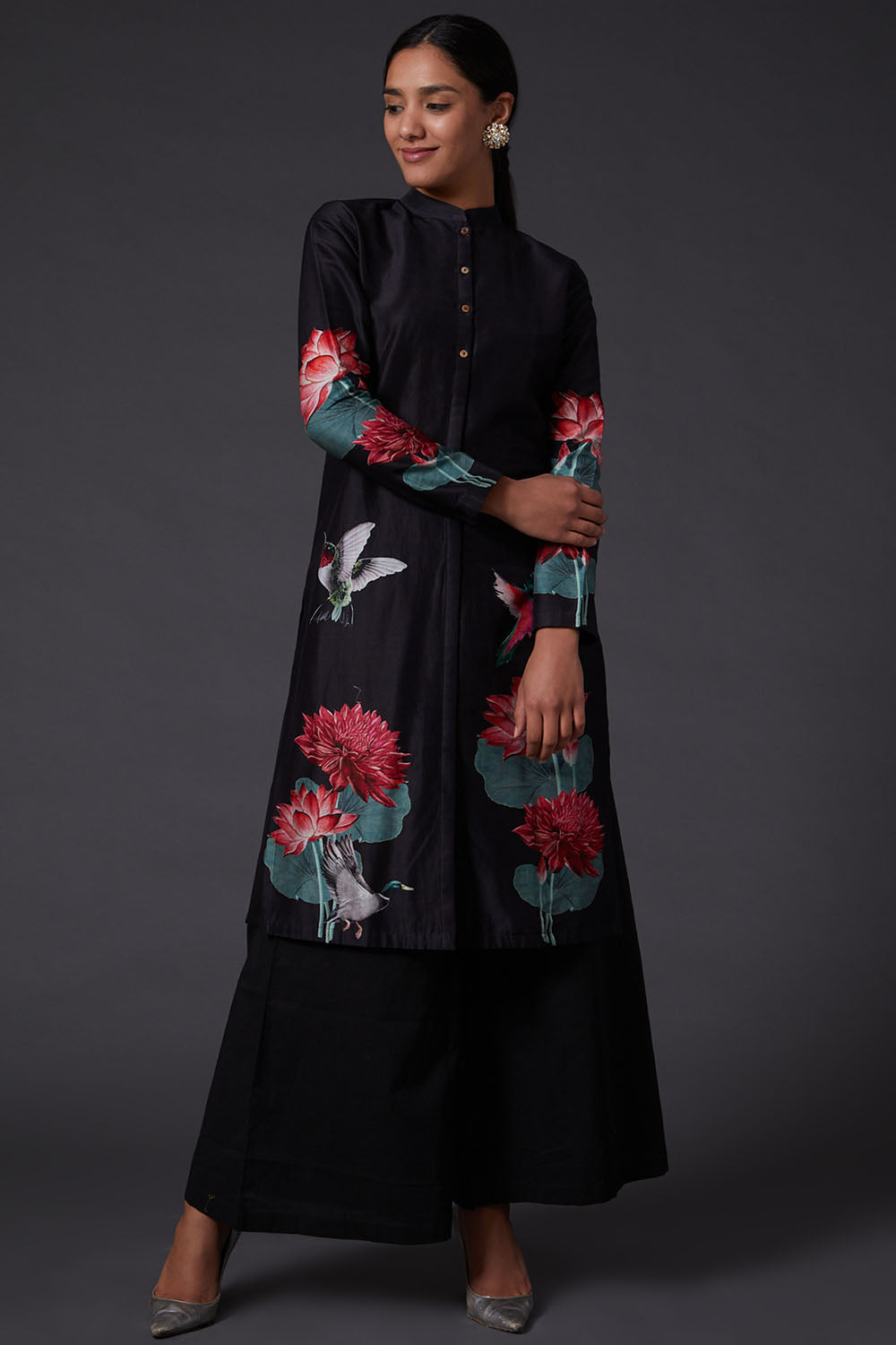 Black Digital Printed Kurta Set - Auraya Fashion - Rohit Bal - #tag1# - #tag2# - #tag3# - #tag3#