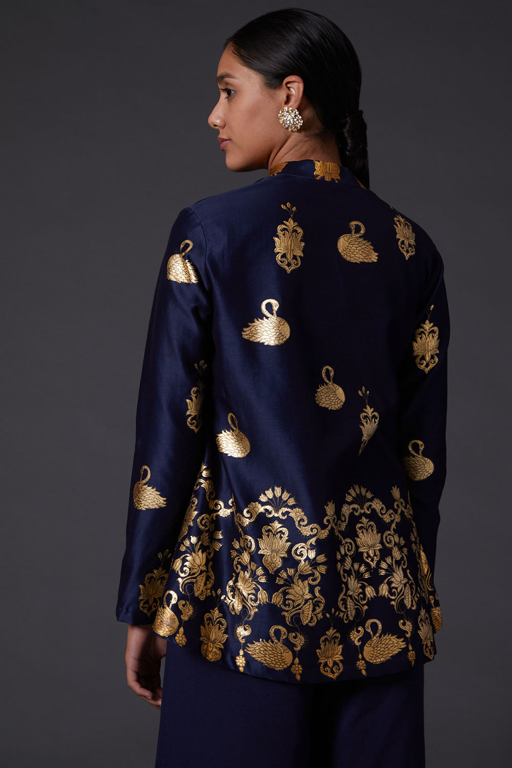 Navy Blue Block Printed Tunic - Auraya Fashion -  - #tag1# - #tag2# - #tag3# - #tag3#