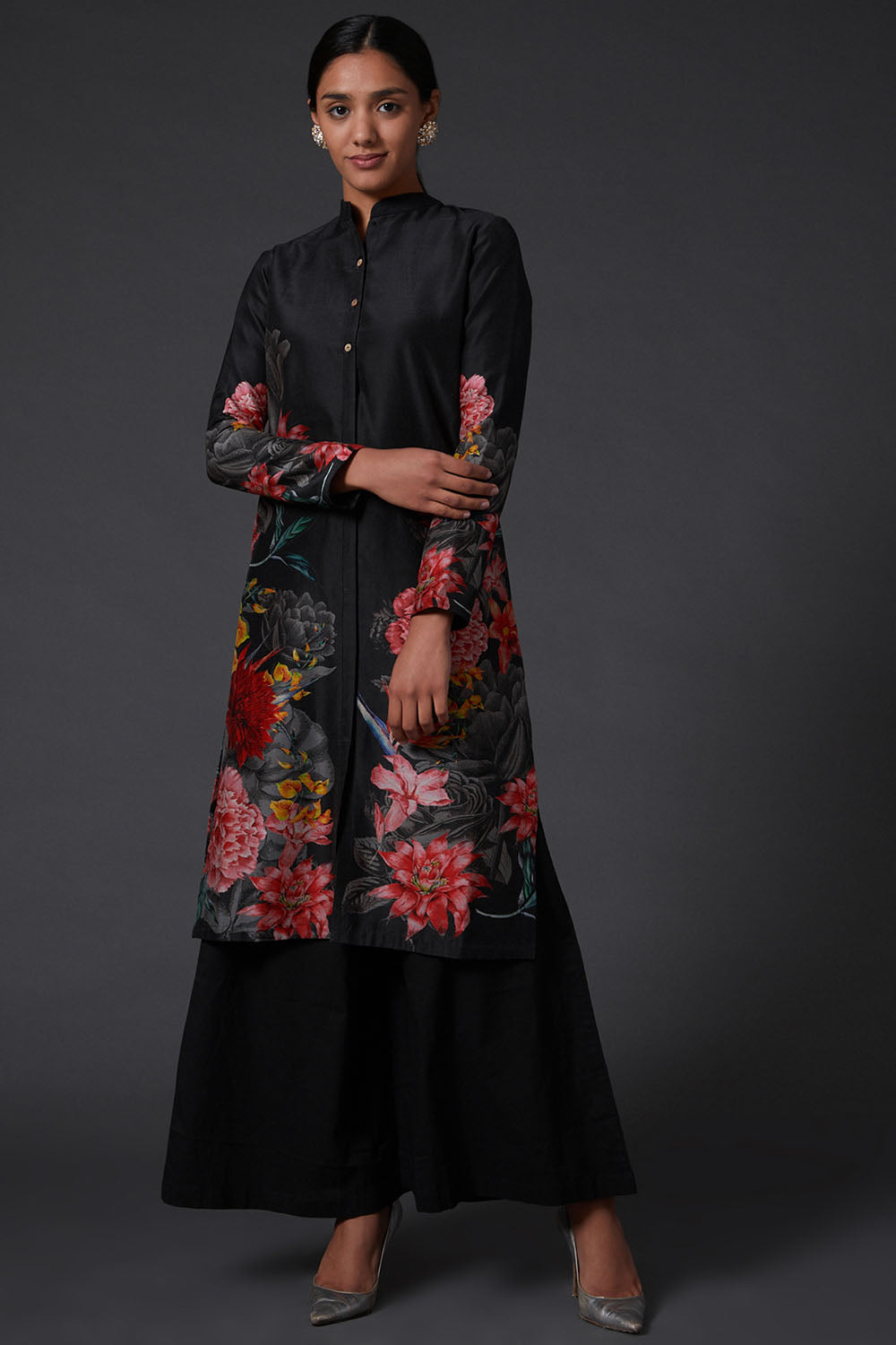 Black Printed Kurta Set - Auraya Fashion - Rohit Bal - #tag1# - #tag2# - #tag3# - #tag3#