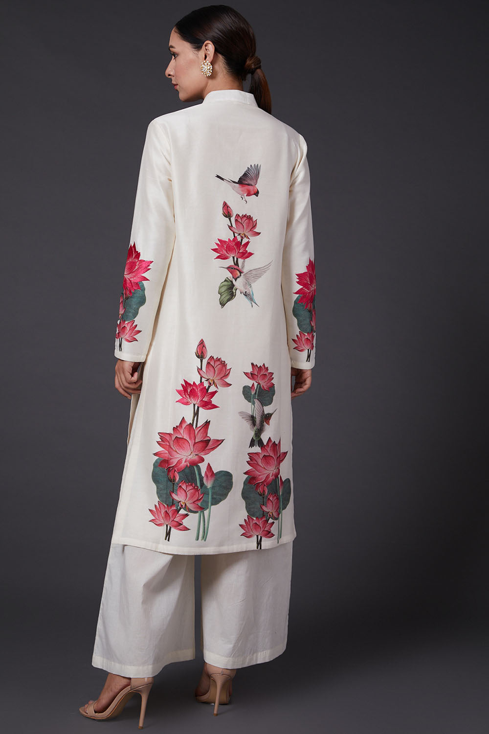 Ivory Printed & Embroidered Kurta Set - Auraya Fashion -  - #tag1# - #tag2# - #tag3# - #tag3#