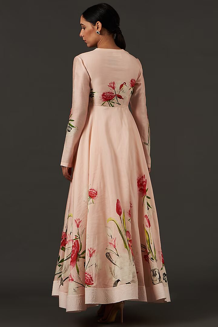 Floral Digital Printed Anarkali Pink