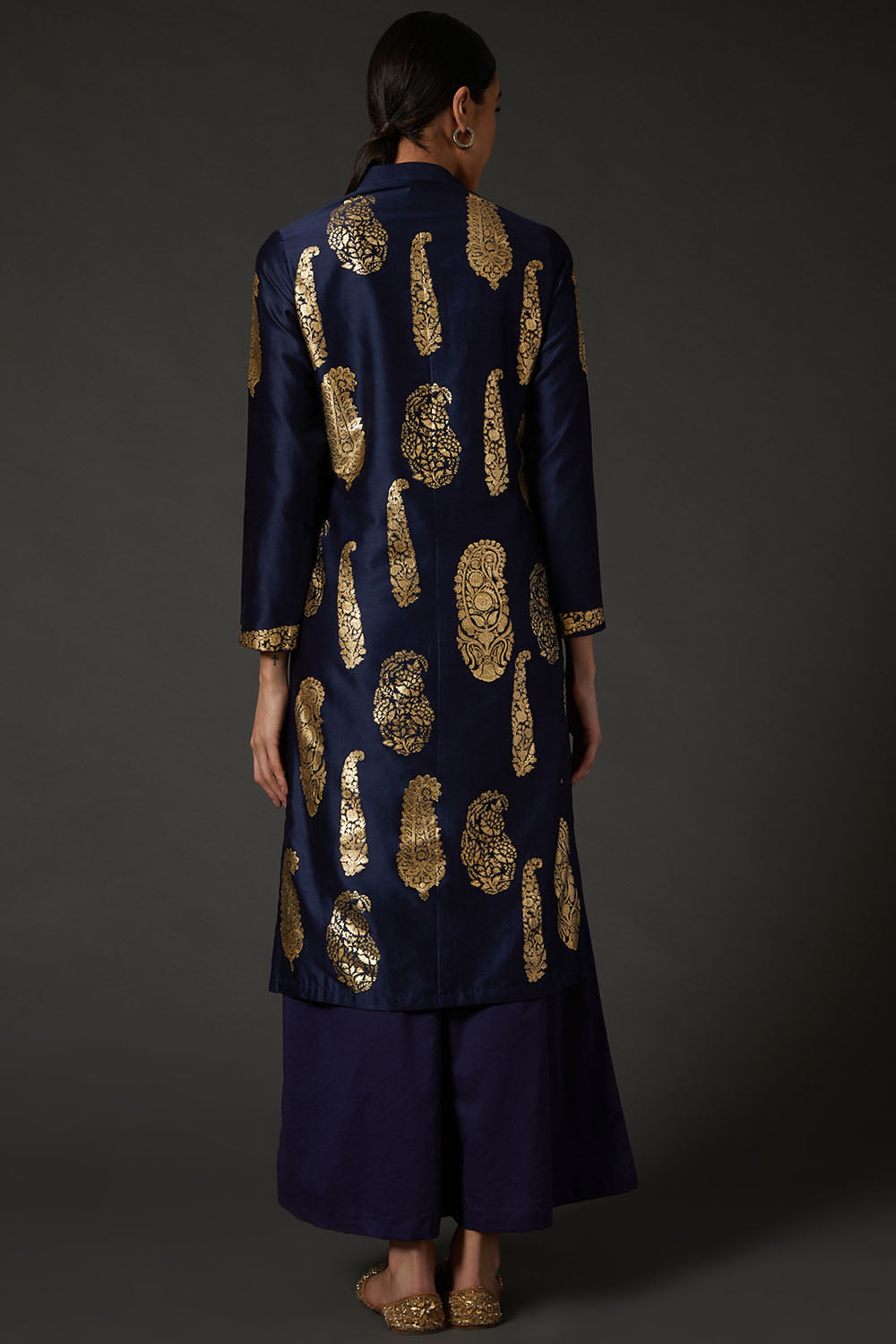 Indigo Blue & Gold Block Printed Kurta Set - Auraya Fashion -  - #tag1# - #tag2# - #tag3# - #tag3#