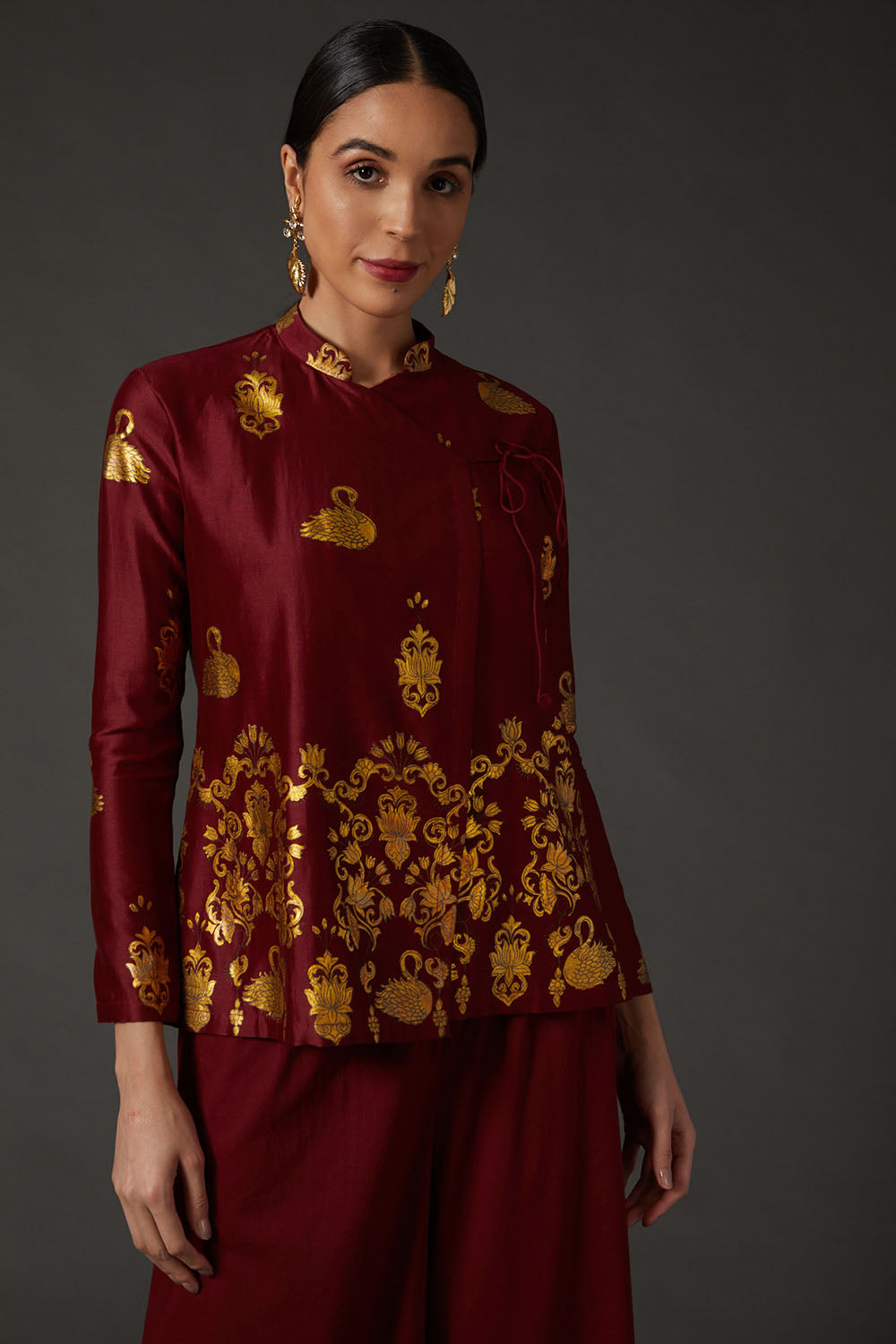 Wine & Gold Block Printed Tunic