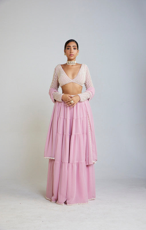 Image of Powder Pink Sharara Set