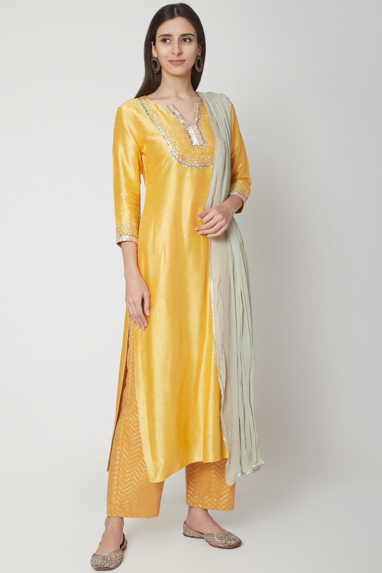 Yellow Embroidered Kurta Set