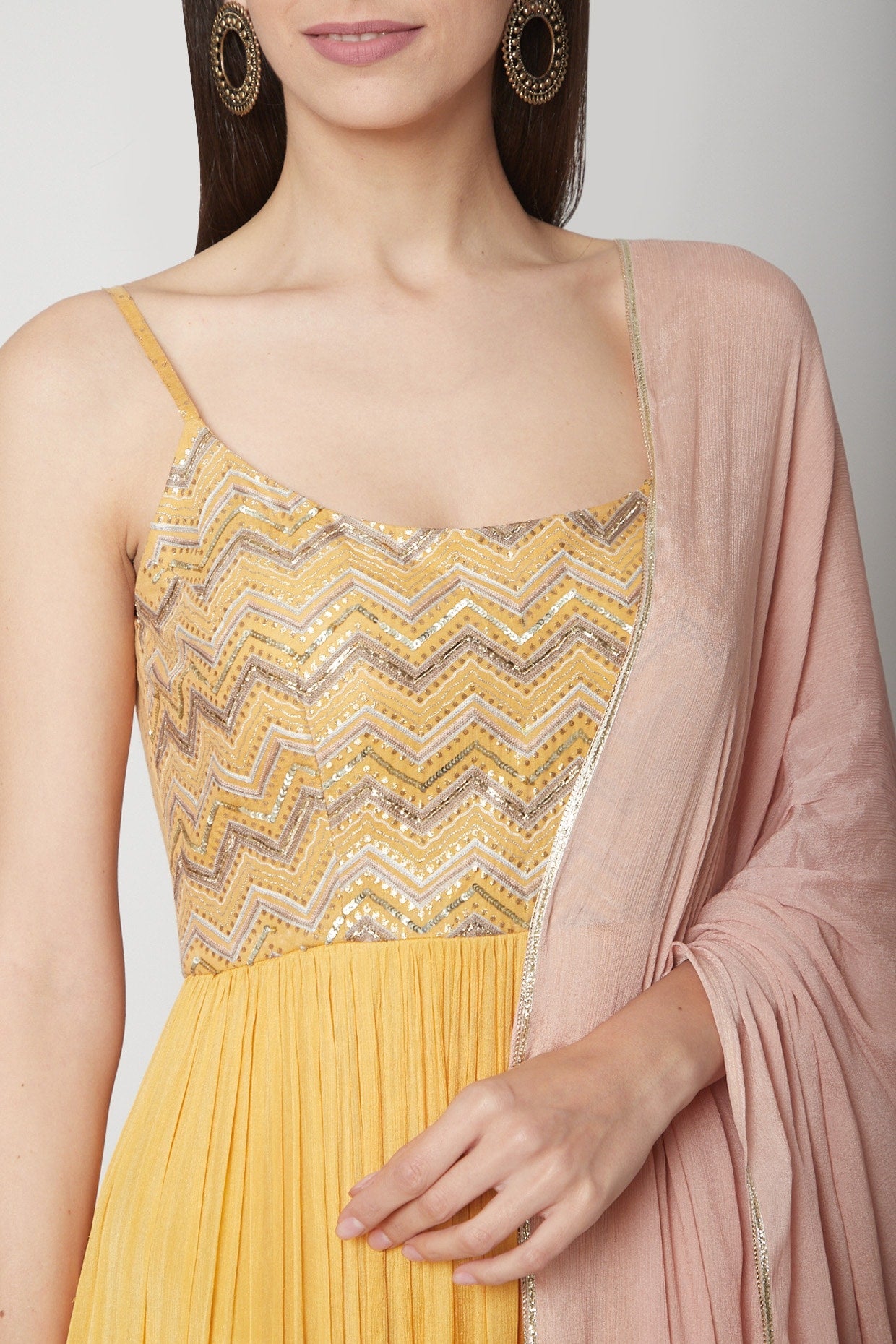 Yellow Embroidered Anarkali Set