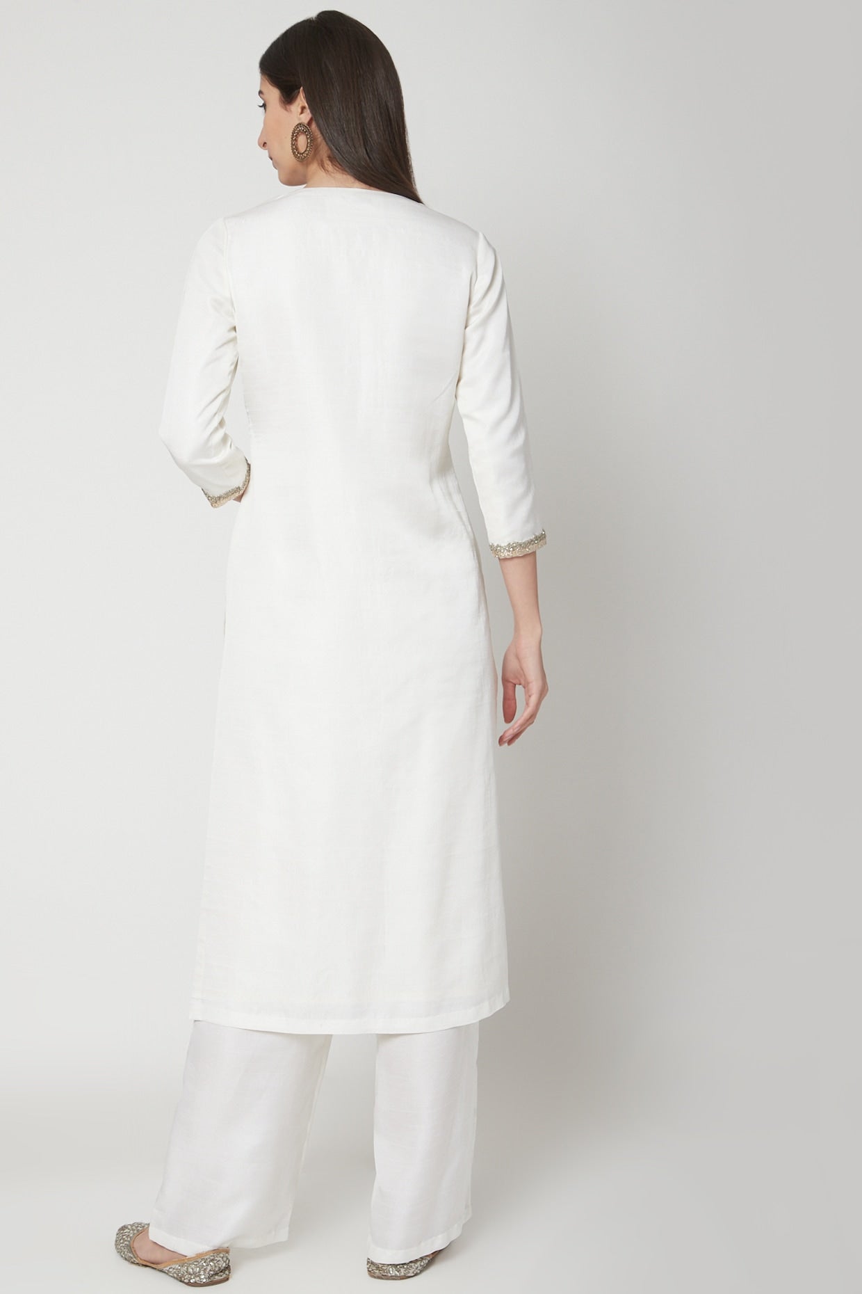 Off White Embroidered Kurta Set