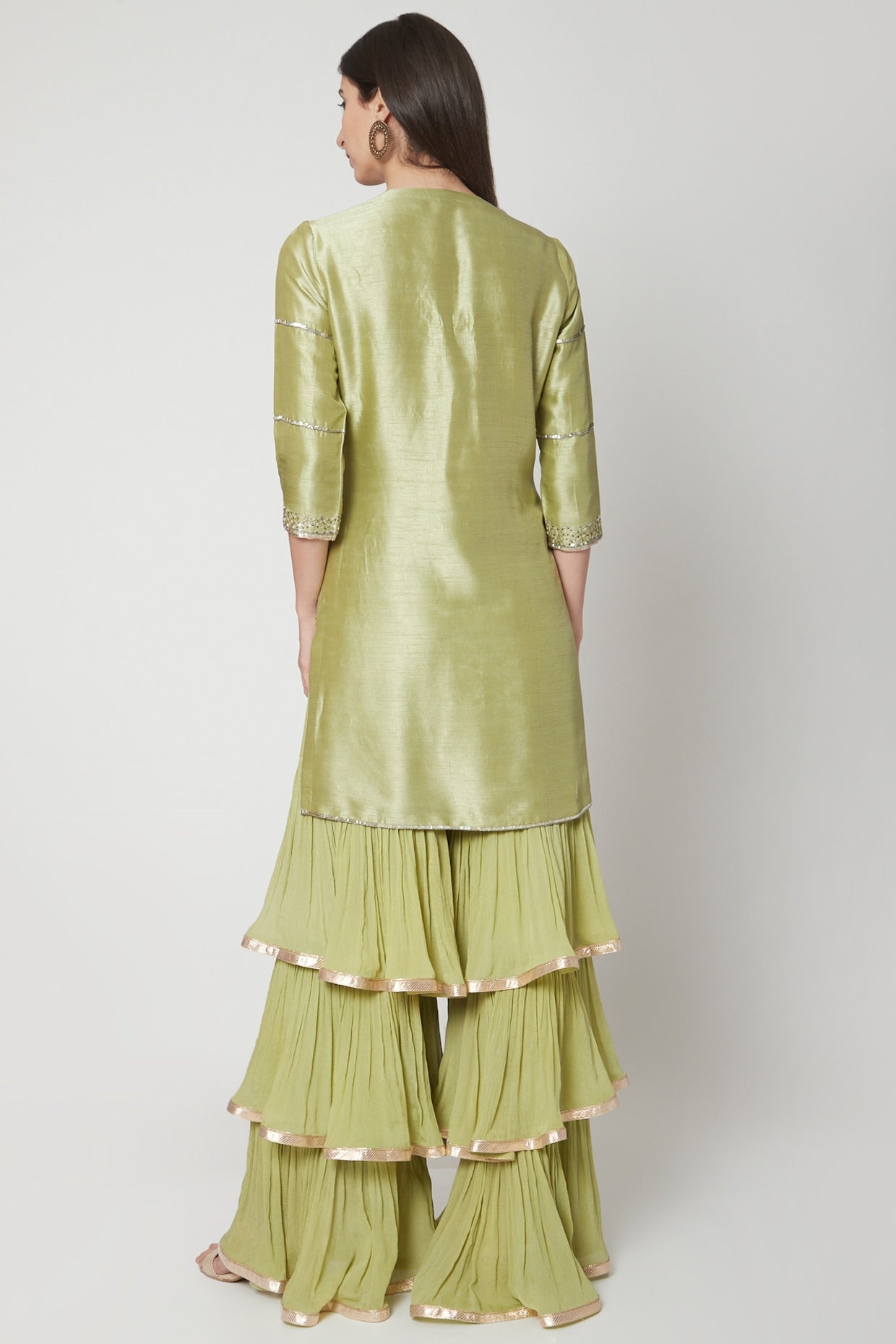 Apple Green Embroidered Sharara Set