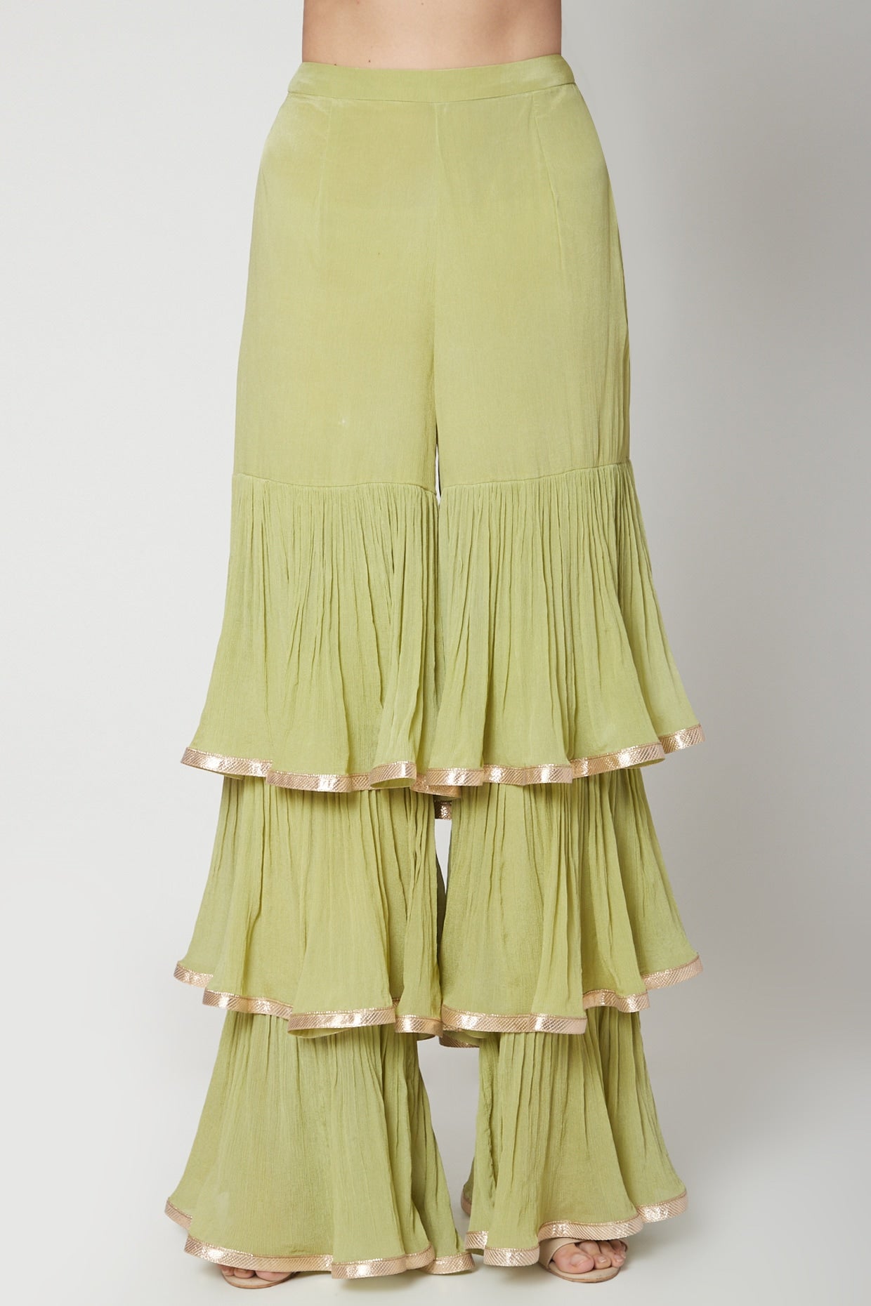 Apple Green Embroidered Sharara Set
