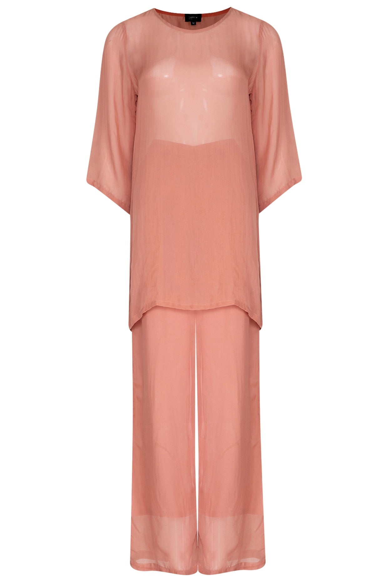 Copper Embroidered Tie-Up Shrug With Crop Top & Palazzo Pants