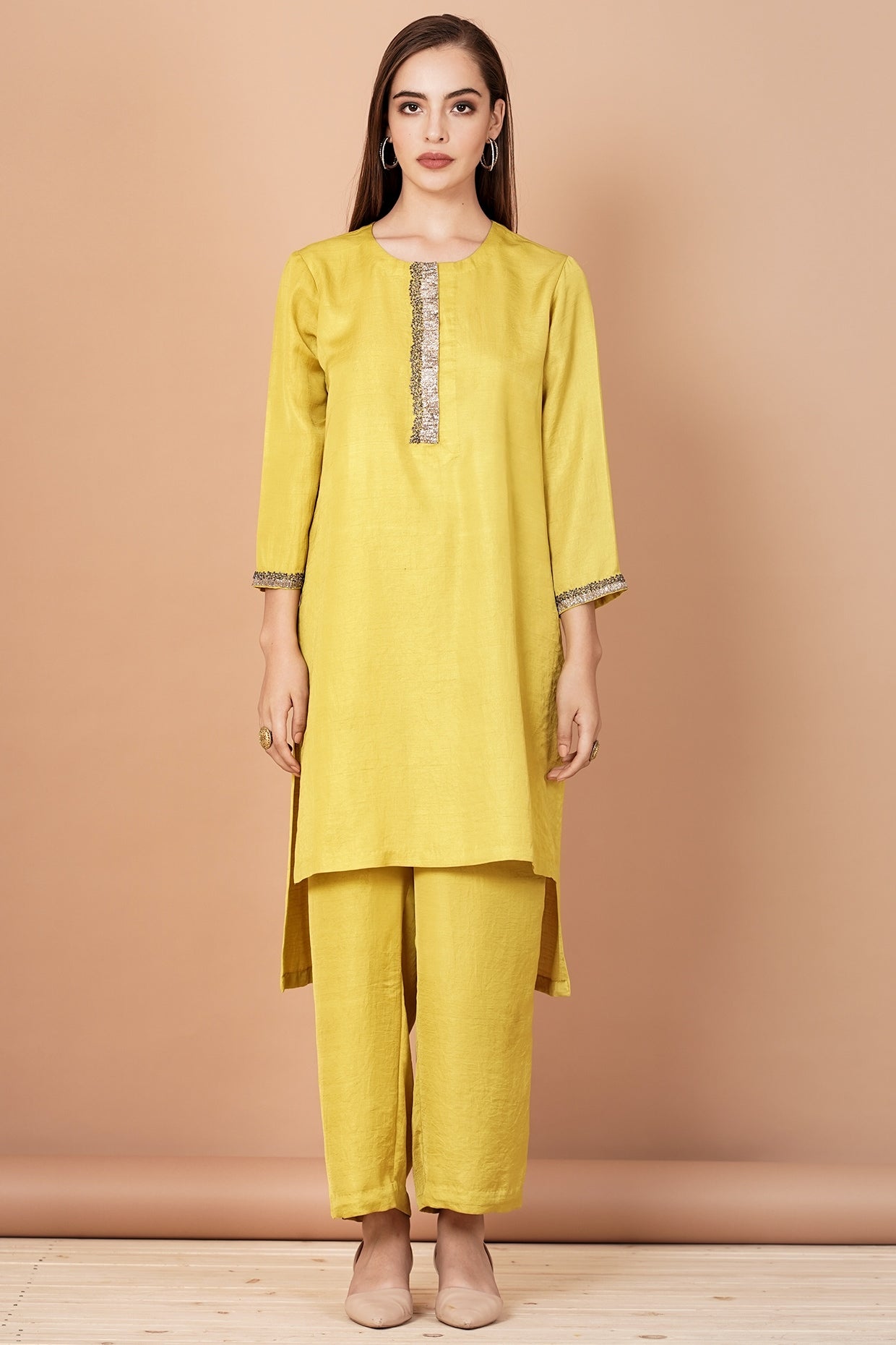 Yellow Embroidered Kurta Set