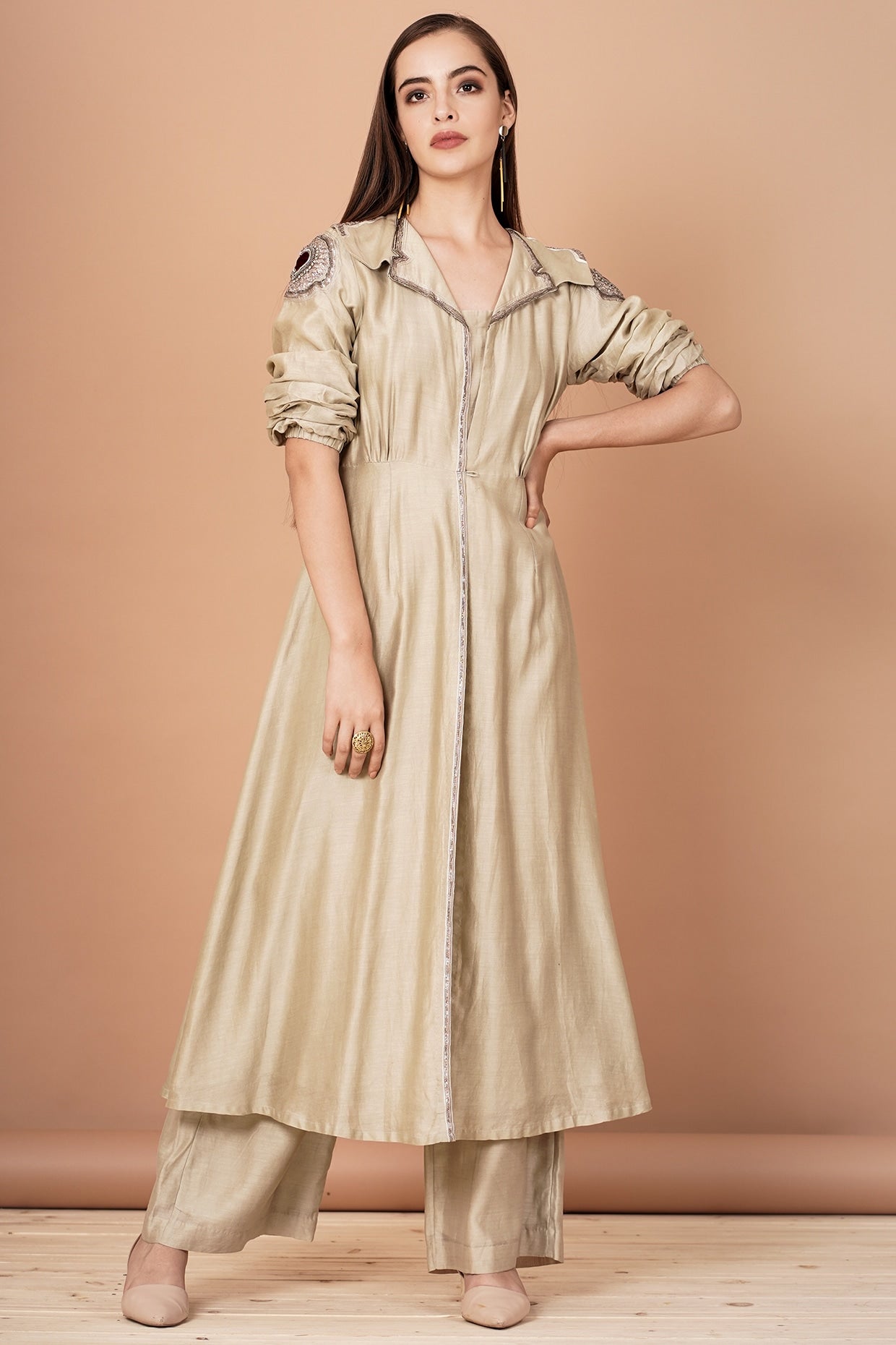 Sage Green Zardosi Embroidered Kurta Set